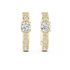 Diamond Hoop Earrings with Centre Stone in 18K Gold | Lab Grown Diamonds