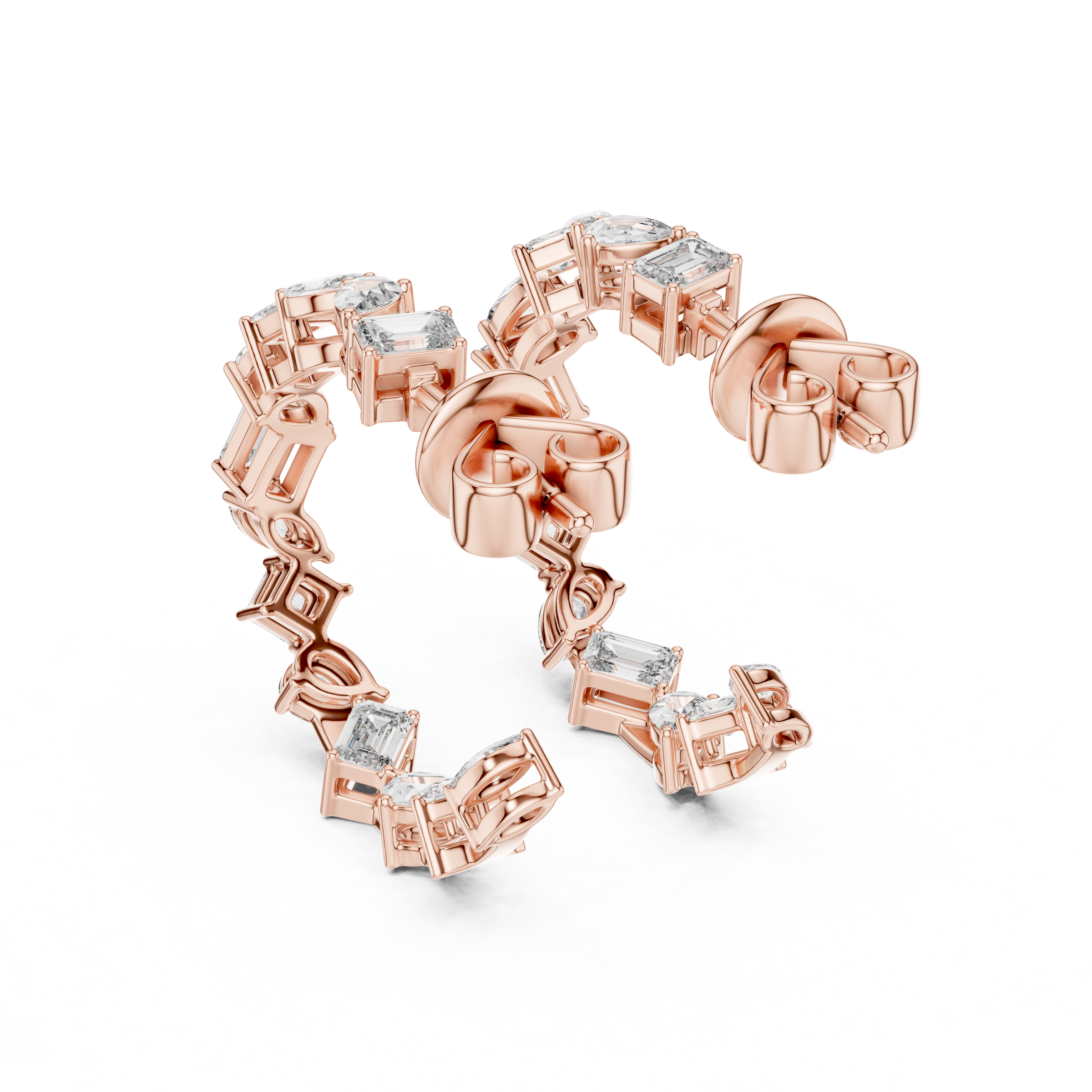 Multi-Shape Inside-Out Lab-Grown Diamond Hoop Earrings in 18K Gold | Marquise, Pear, Princess & Emerald