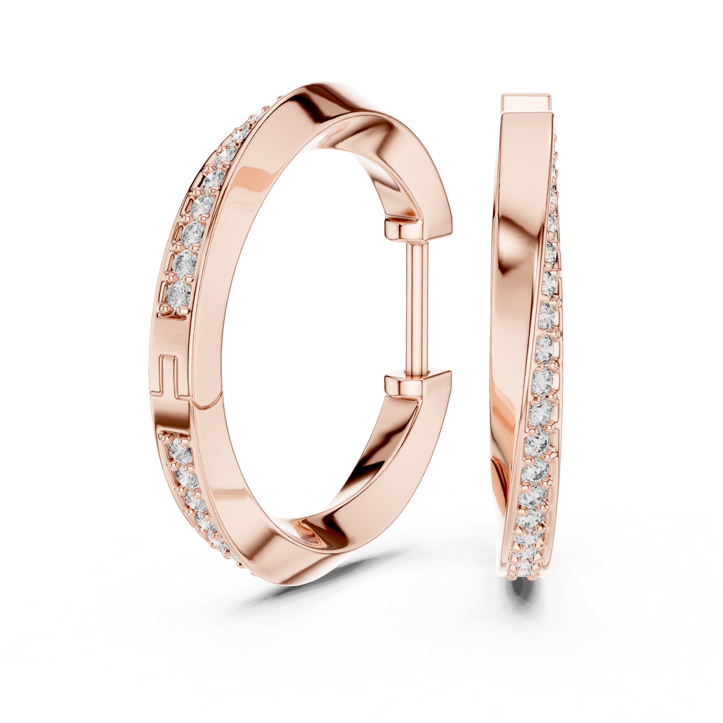 Crossover Diamond Hoop Earrings in 18K Gold | Round Lab-Grown Diamond Hoops