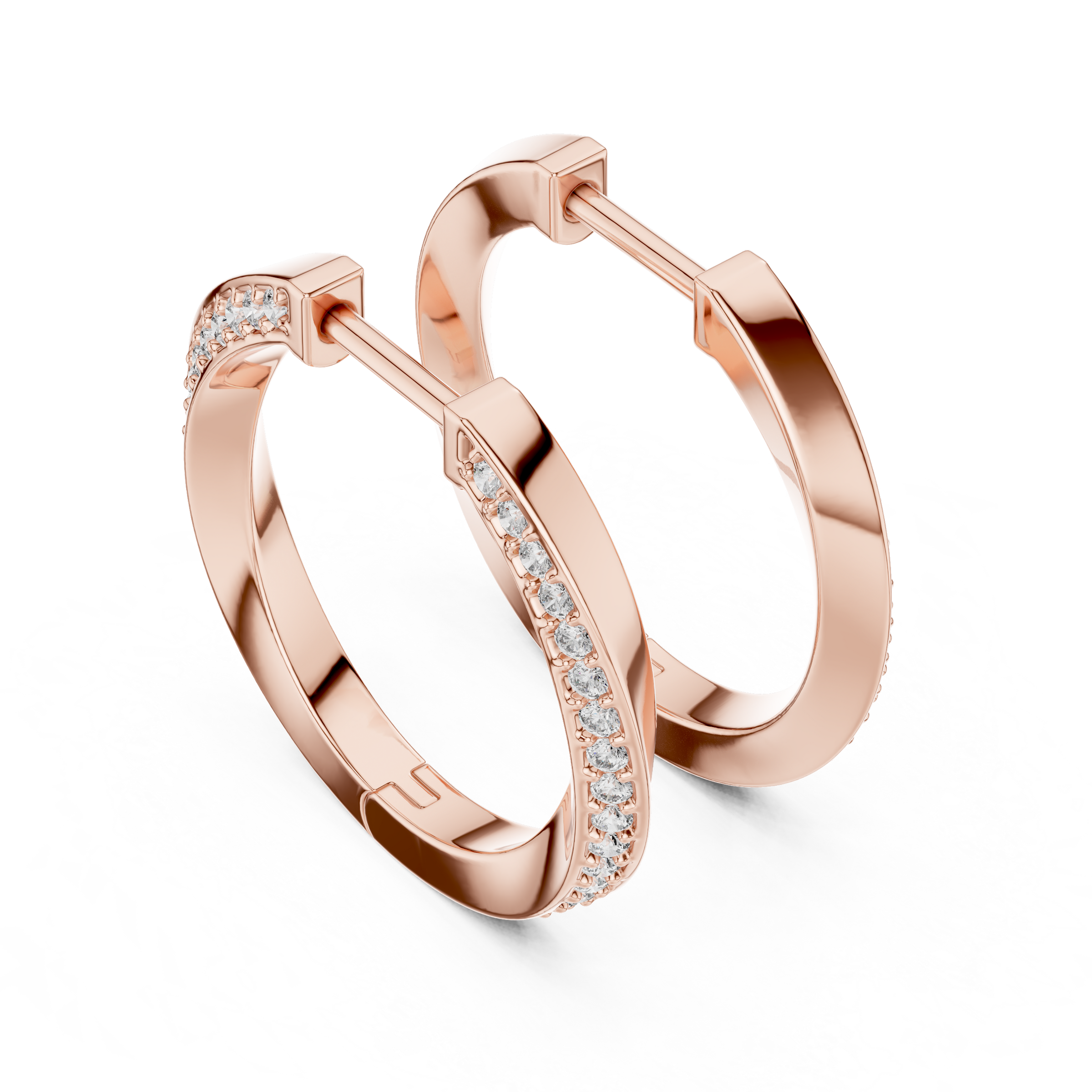 Crossover Diamond Hoop Earrings in 18K Gold | Round Lab-Grown Diamond Hoops