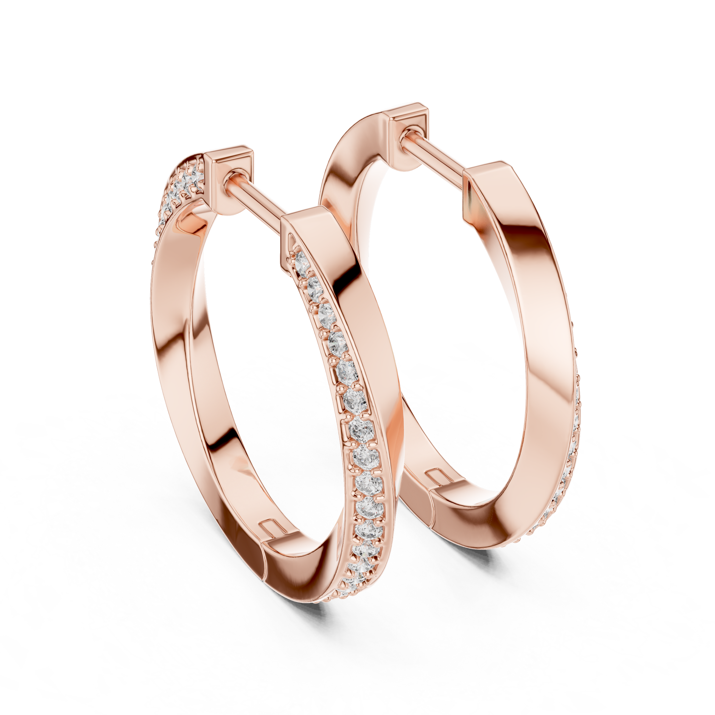 Crossover Diamond Hoop Earrings in 18K Gold | Round Lab-Grown Diamond Hoops