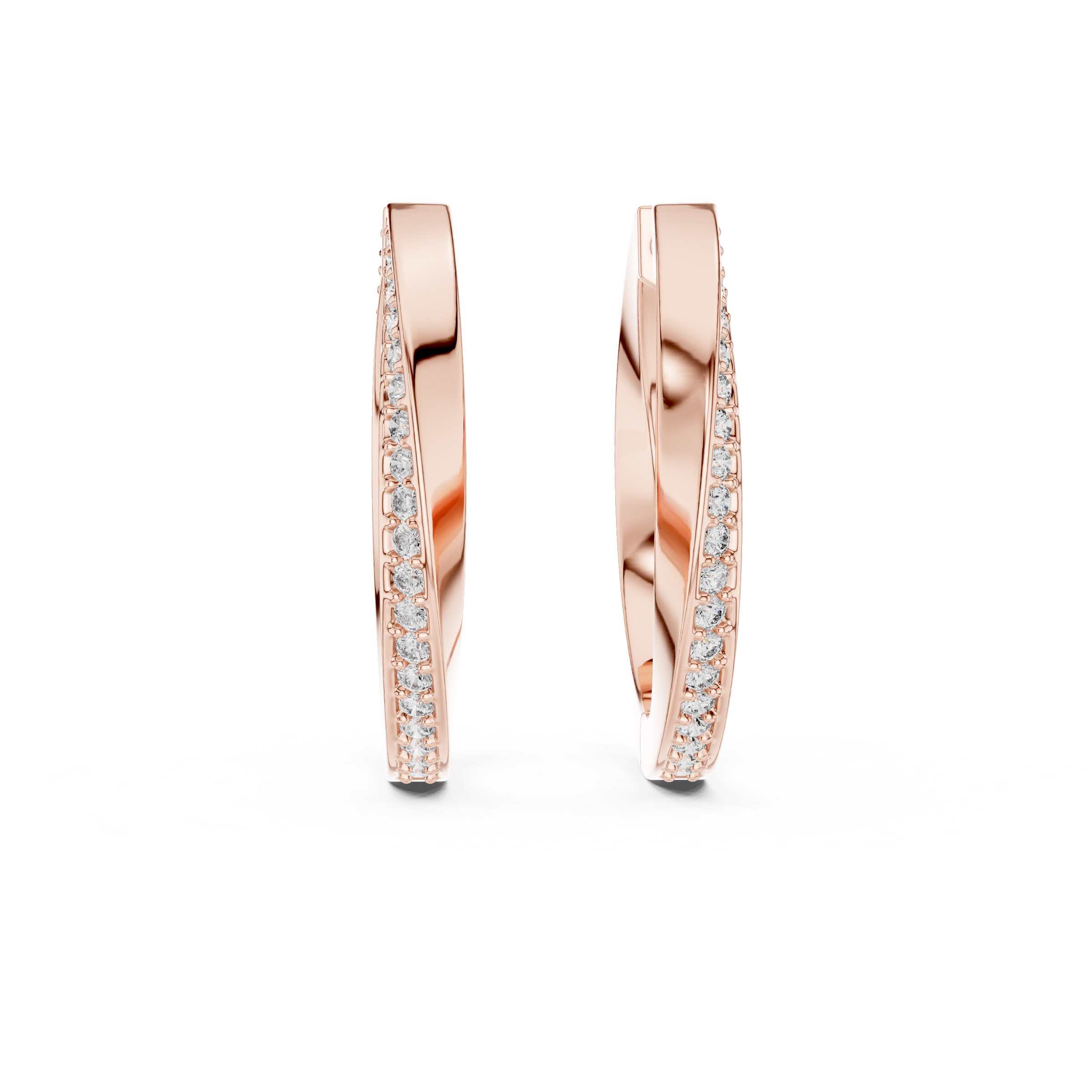 Crossover Diamond Hoop Earrings in 18K Gold | Round Lab-Grown Diamond Hoops