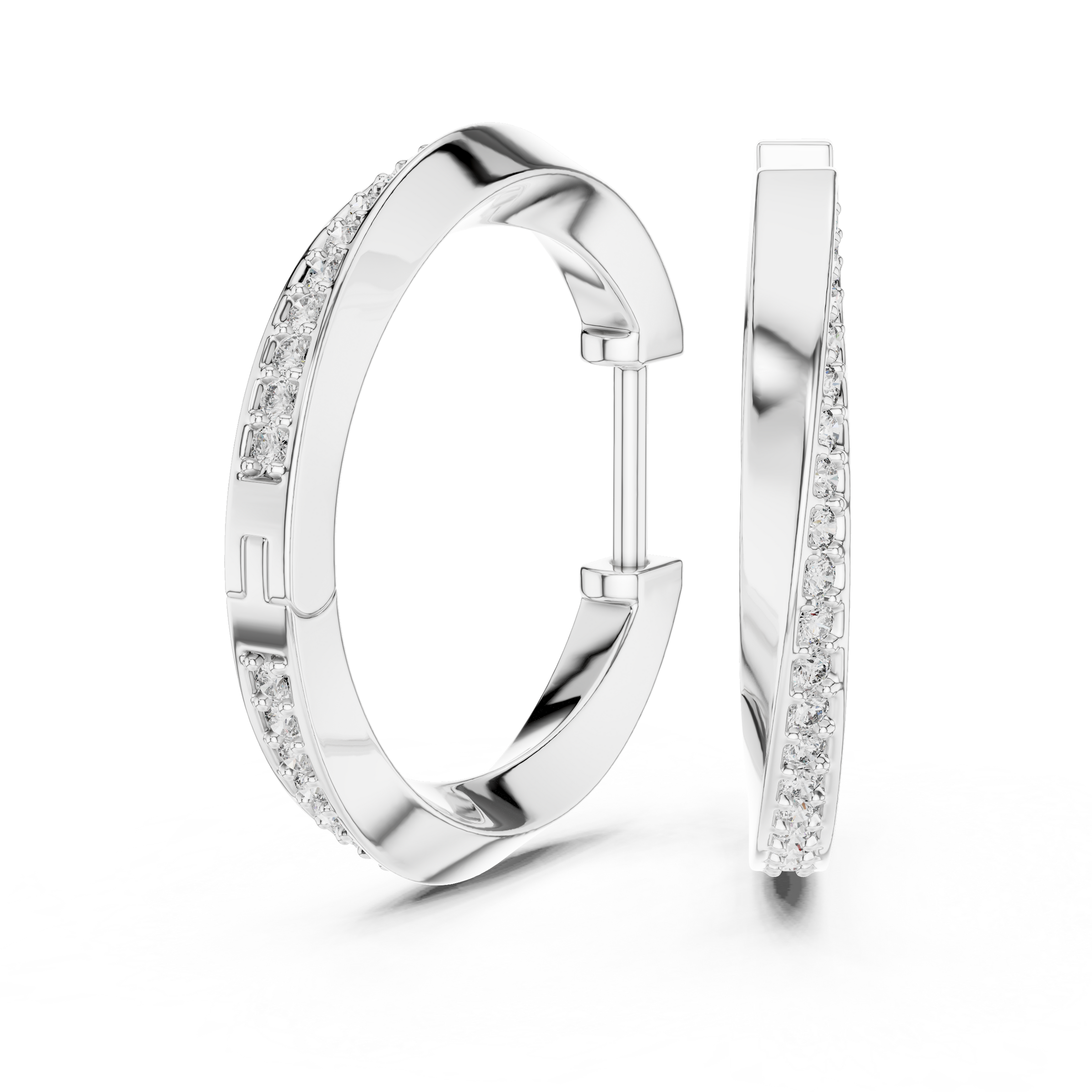 Crossover Diamond Hoop Earrings in 18K Gold | Round Lab-Grown Diamond Hoops