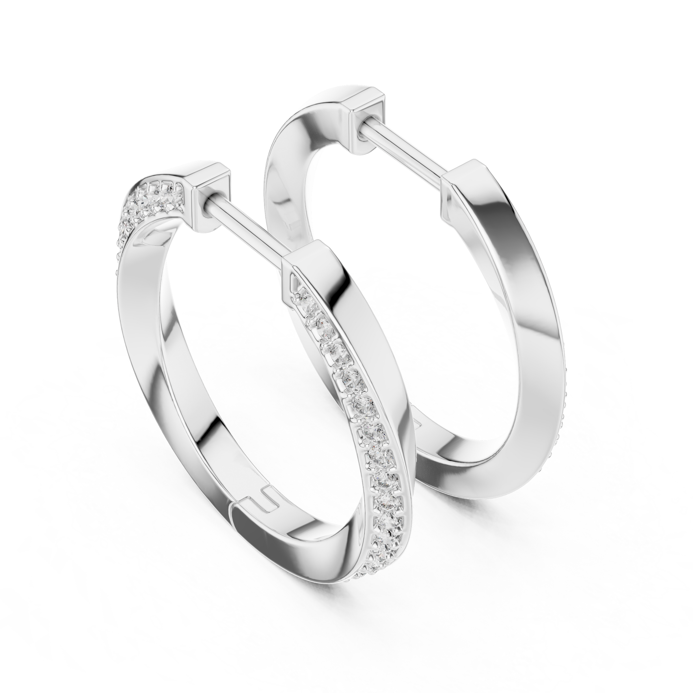 Crossover Diamond Hoop Earrings in 18K Gold | Round Lab-Grown Diamond Hoops