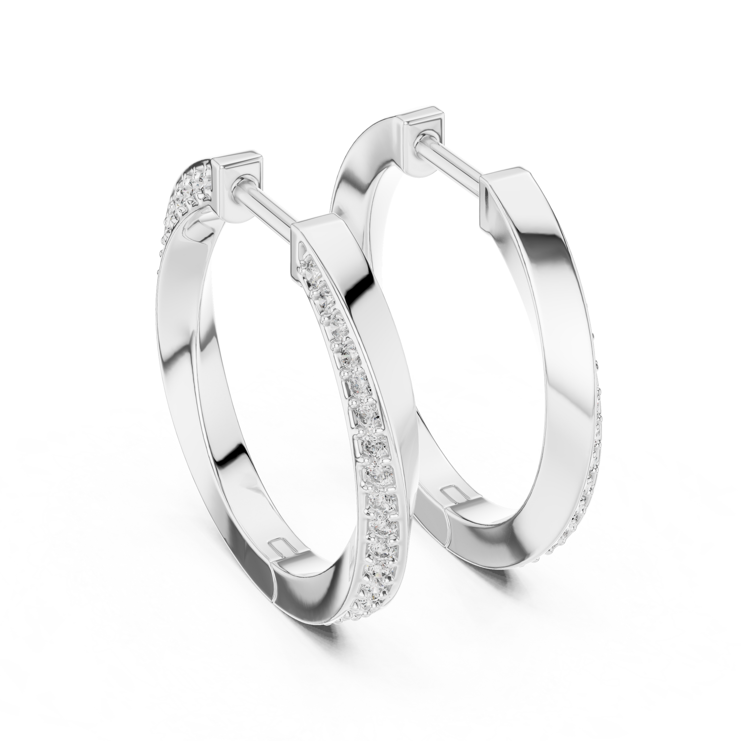 Crossover Diamond Hoop Earrings in 18K Gold | Round Lab-Grown Diamond Hoops