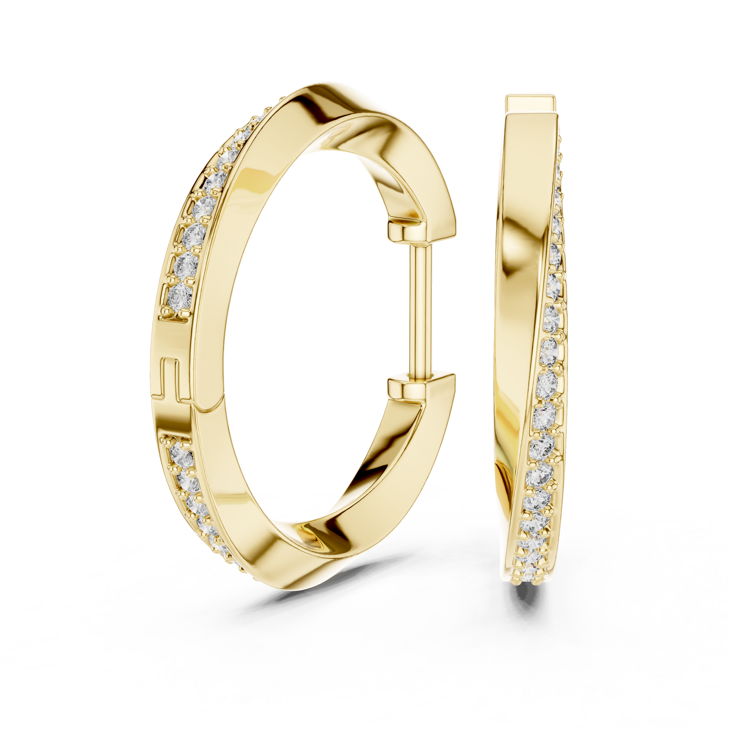 Crossover Diamond Hoop Earrings in 18K Gold | Round Lab-Grown Diamond Hoops