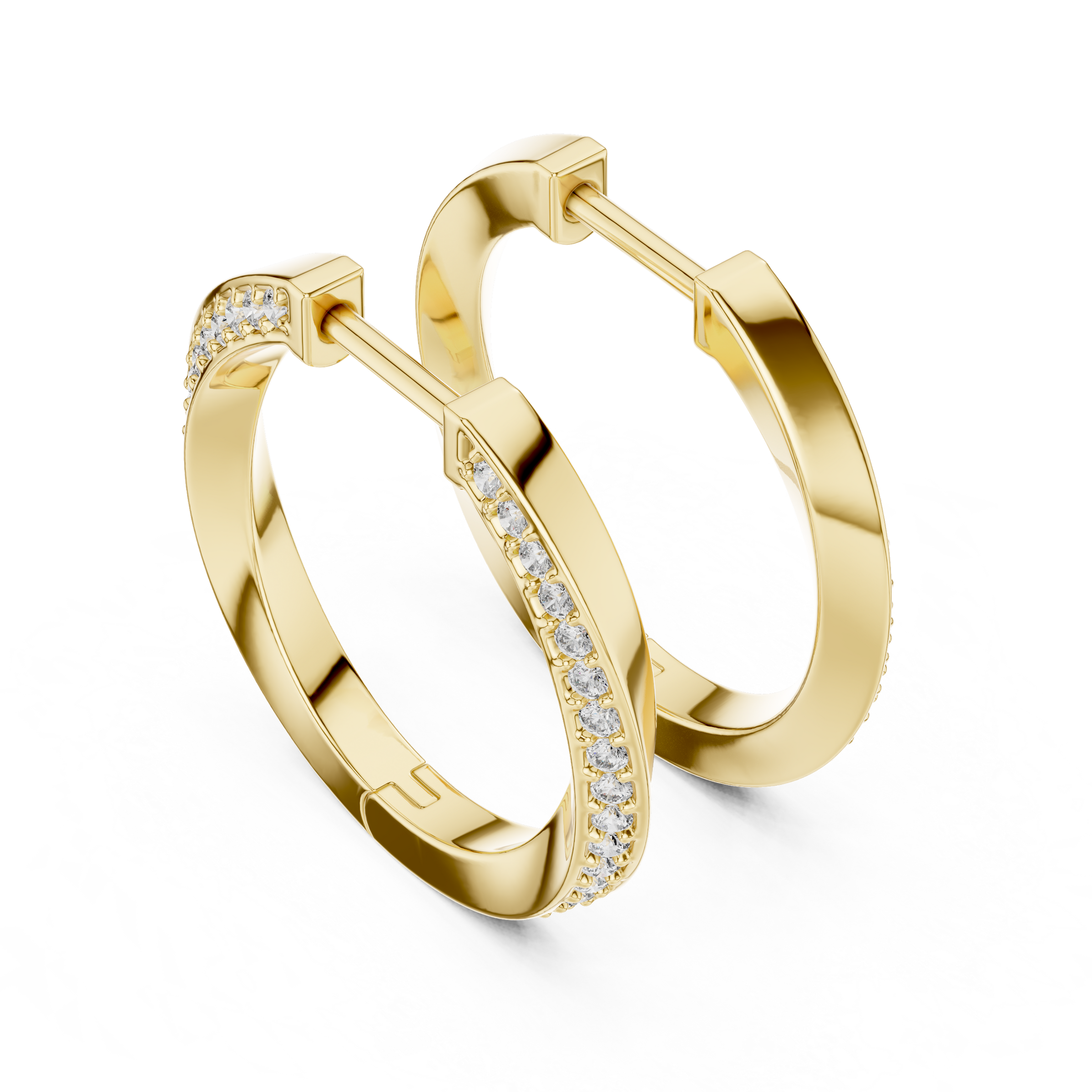 Crossover Diamond Hoop Earrings in 18K Gold | Round Lab-Grown Diamond Hoops