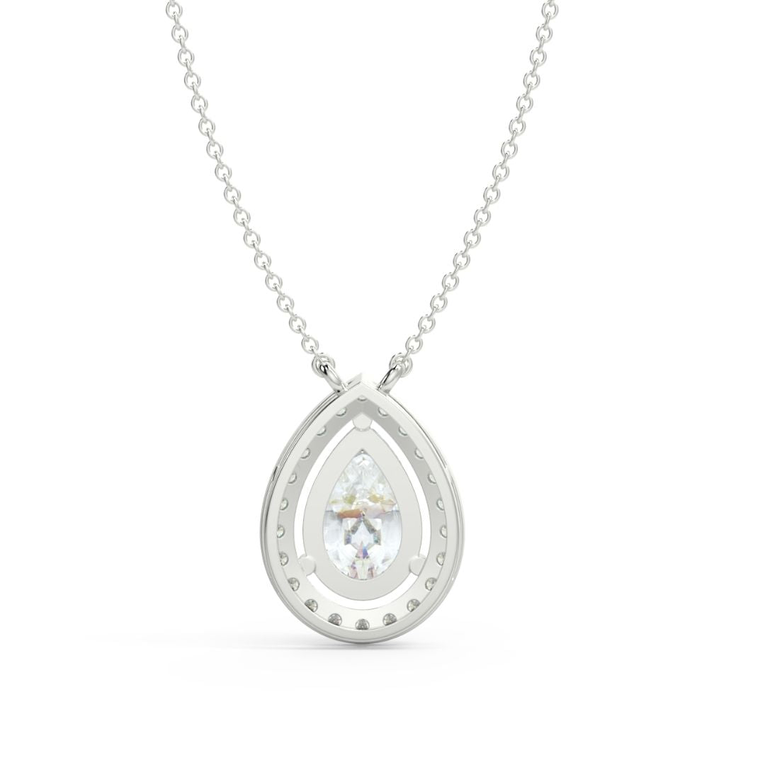 Pear-Shaped 3ct Lab-Grown Solitaire Halo Diamond Pendant