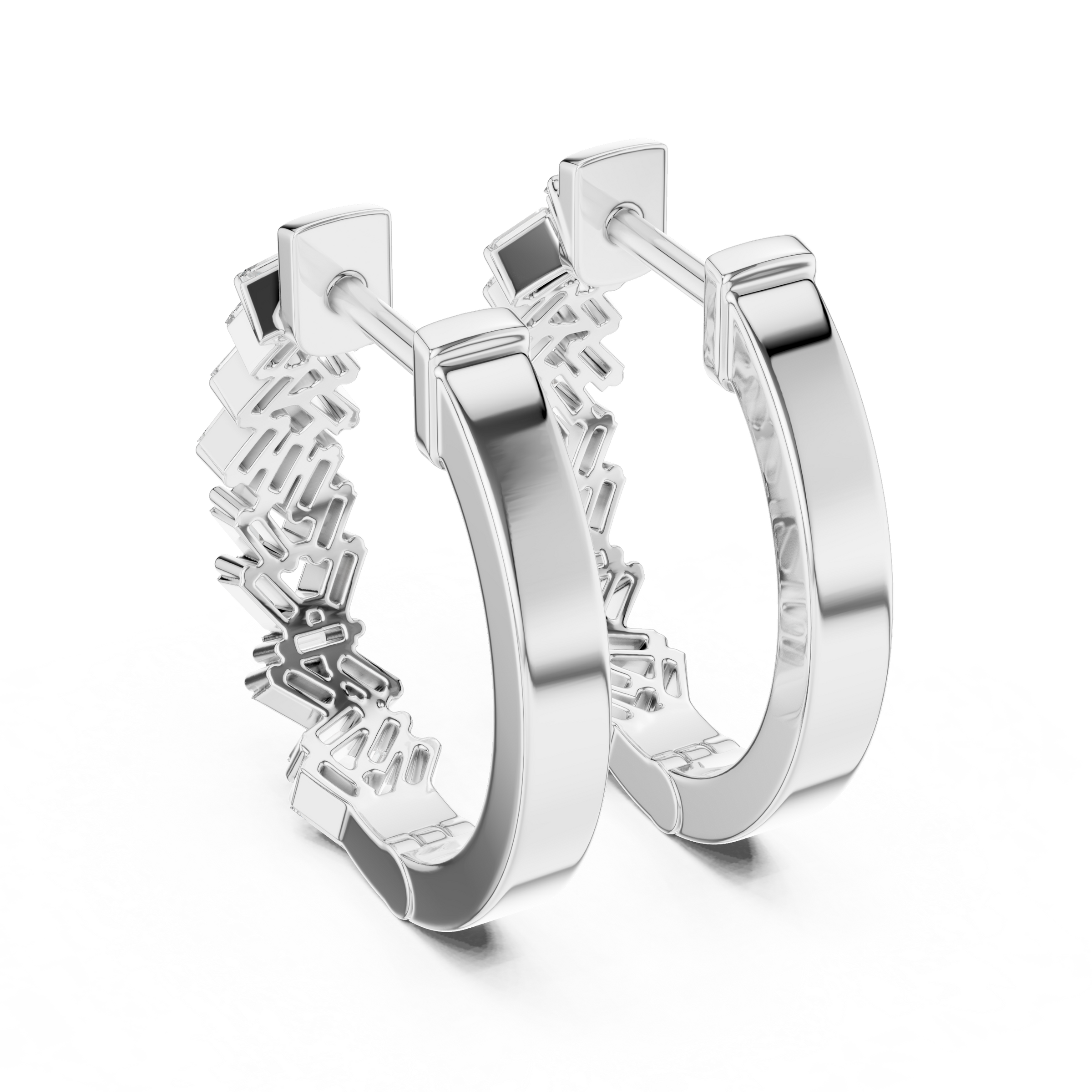 Statement Baguette Diamond Hoop Earrings in 18K Gold | Lab-Grown Diamond