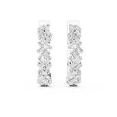 Statement Baguette Diamond Hoop Earrings in 18K Gold | Lab-Grown Diamond