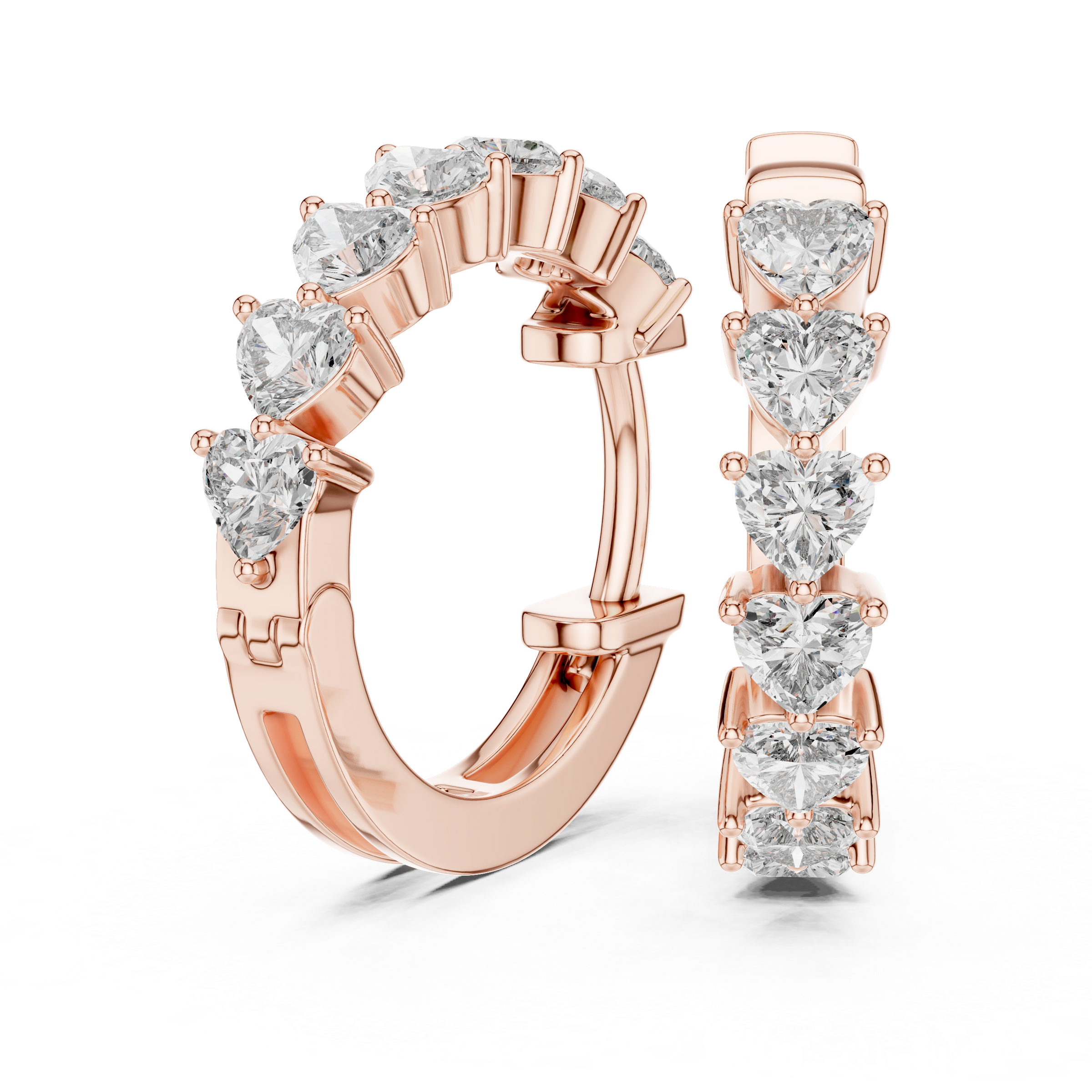 Heart Lab-Grown Diamond Hoop Earrings in 18K Gold