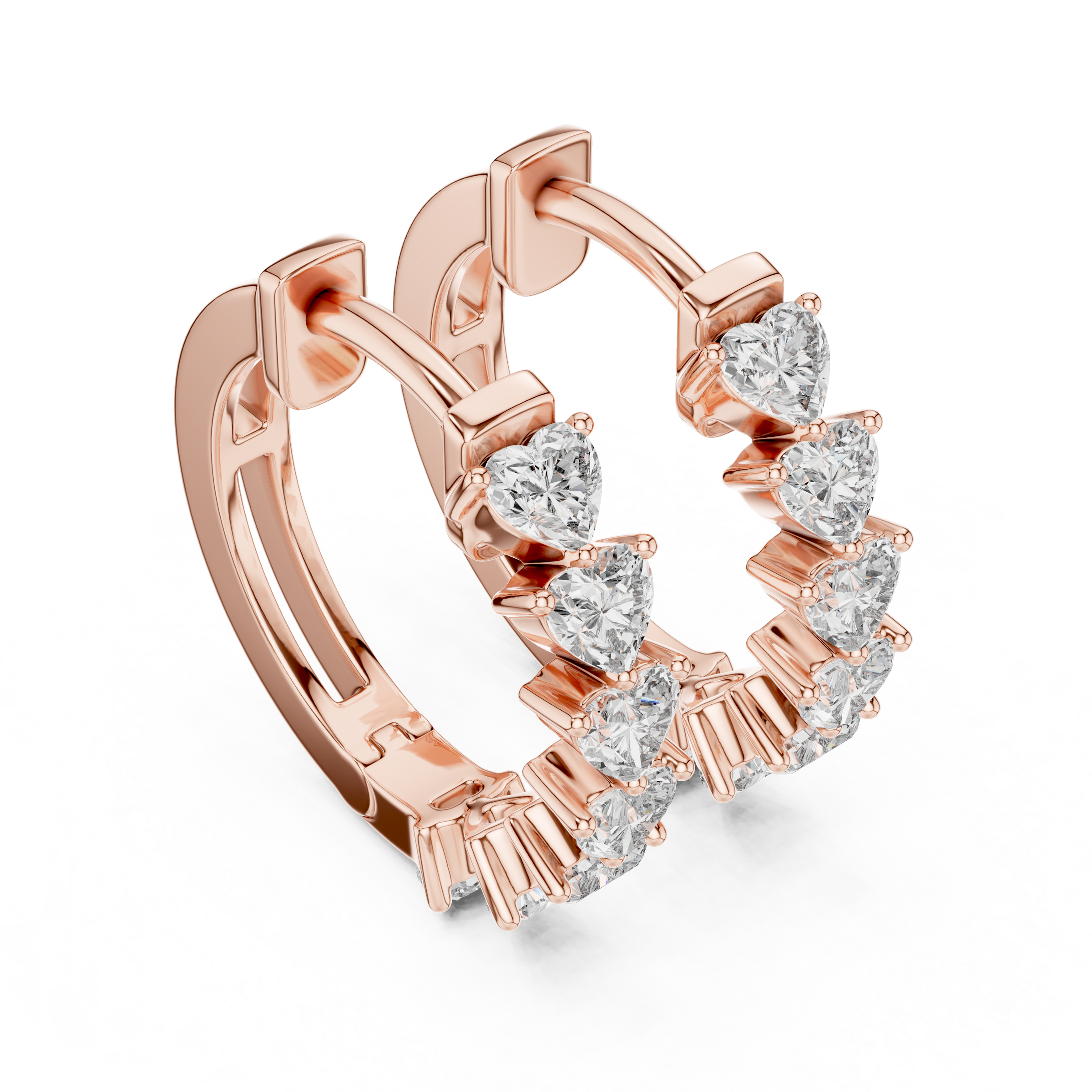Heart Lab-Grown Diamond Hoop Earrings in 18K Gold