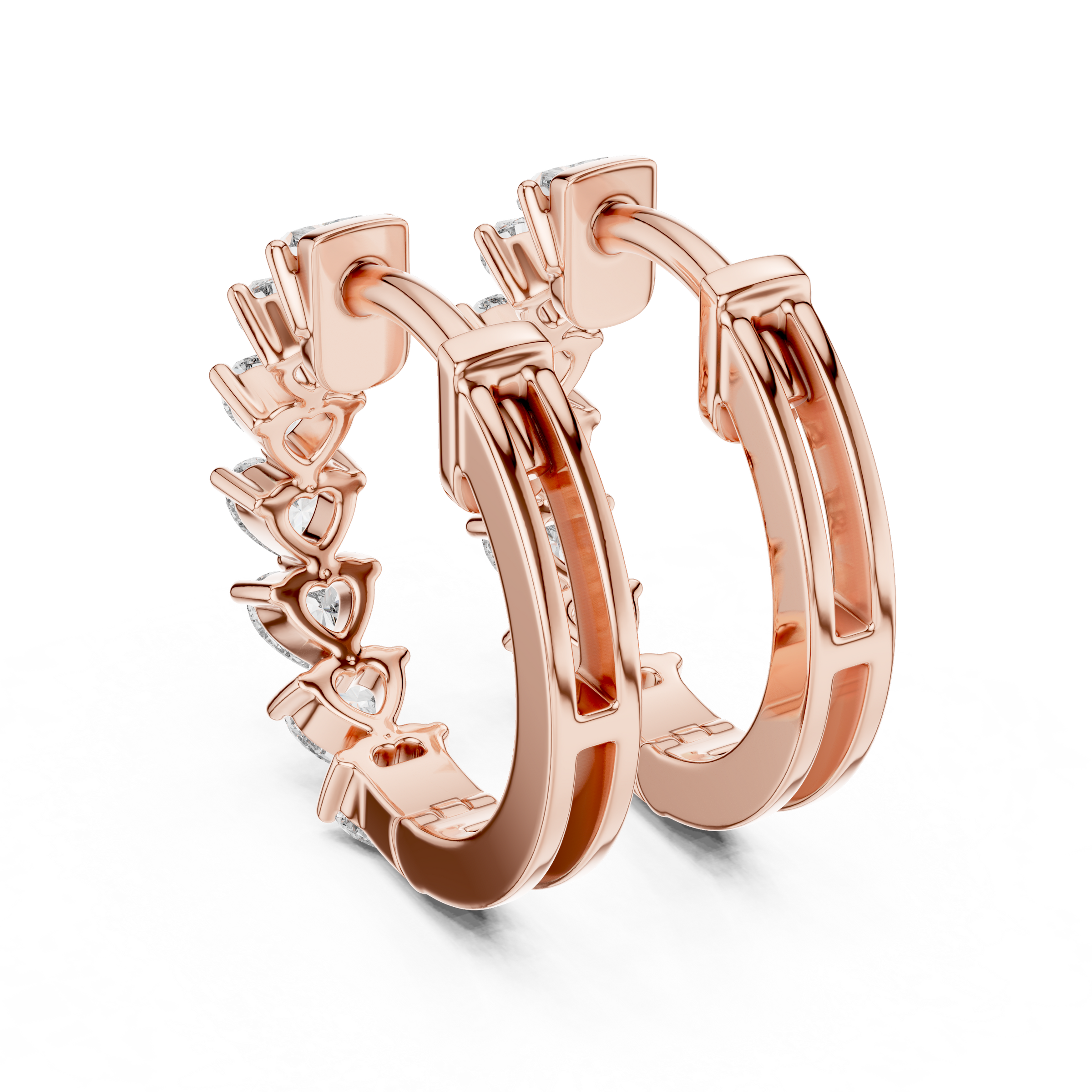 Heart Lab-Grown Diamond Hoop Earrings in 18K Gold