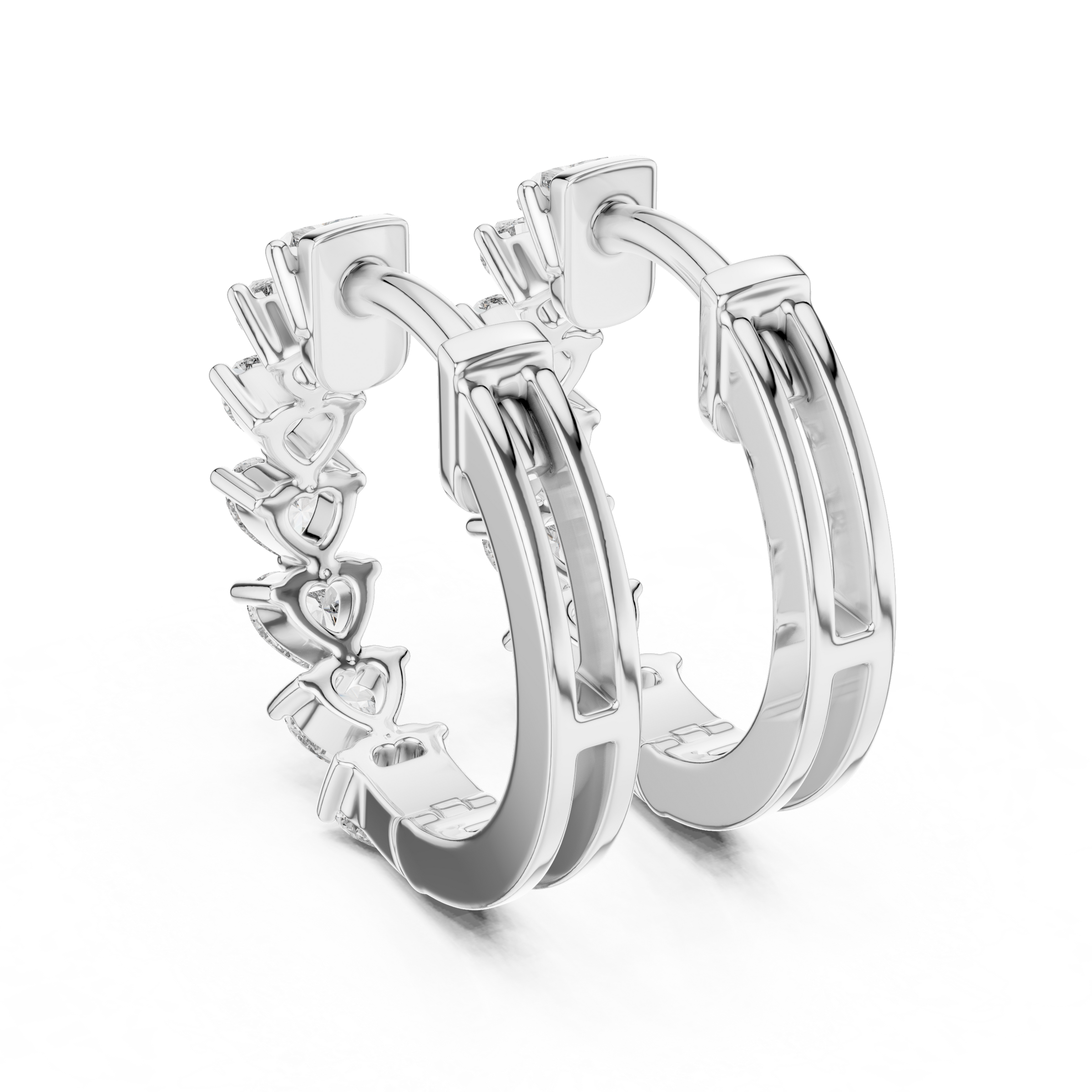 Heart Lab-Grown Diamond Hoop Earrings in 18K Gold