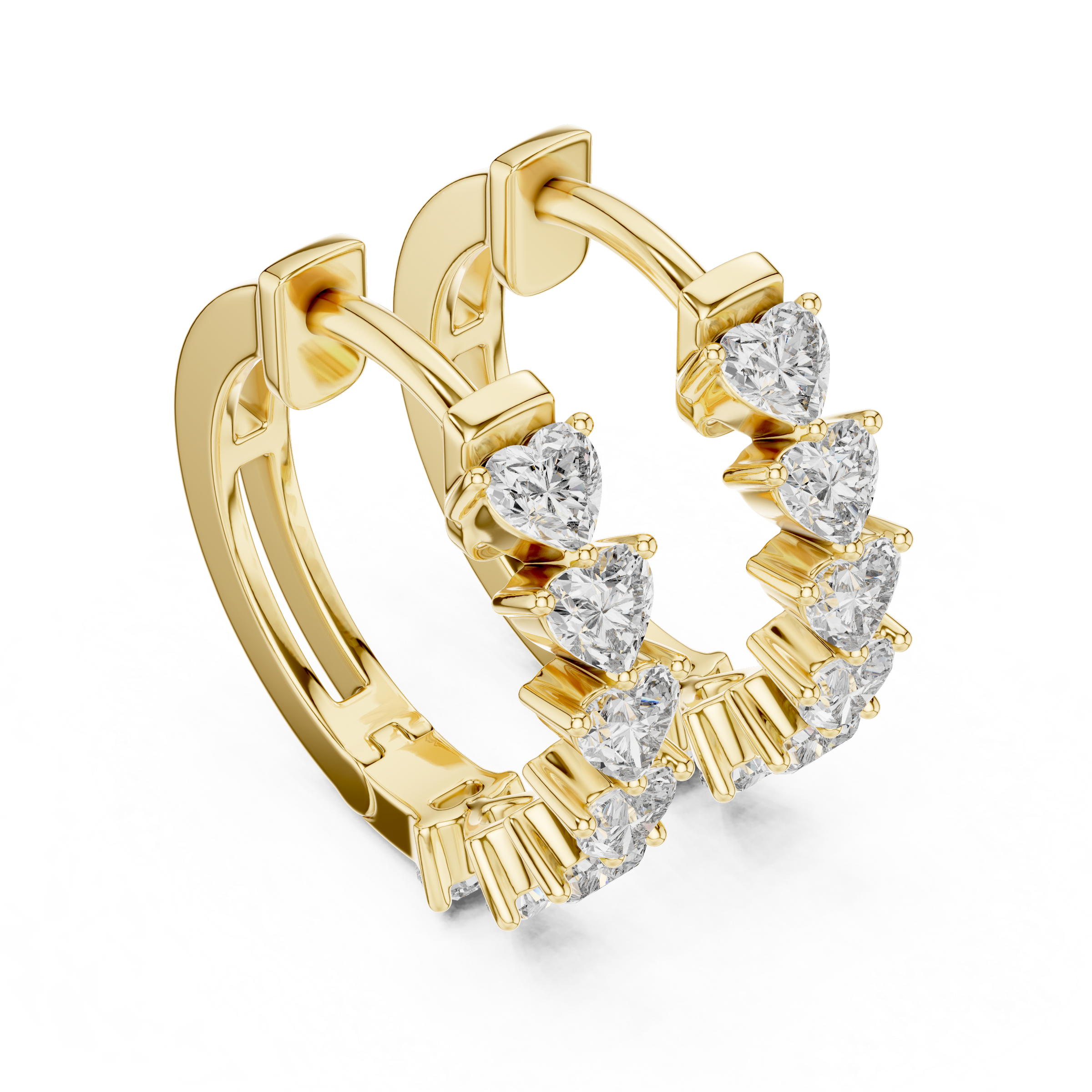 Heart Lab-Grown Diamond Hoop Earrings in 18K Gold