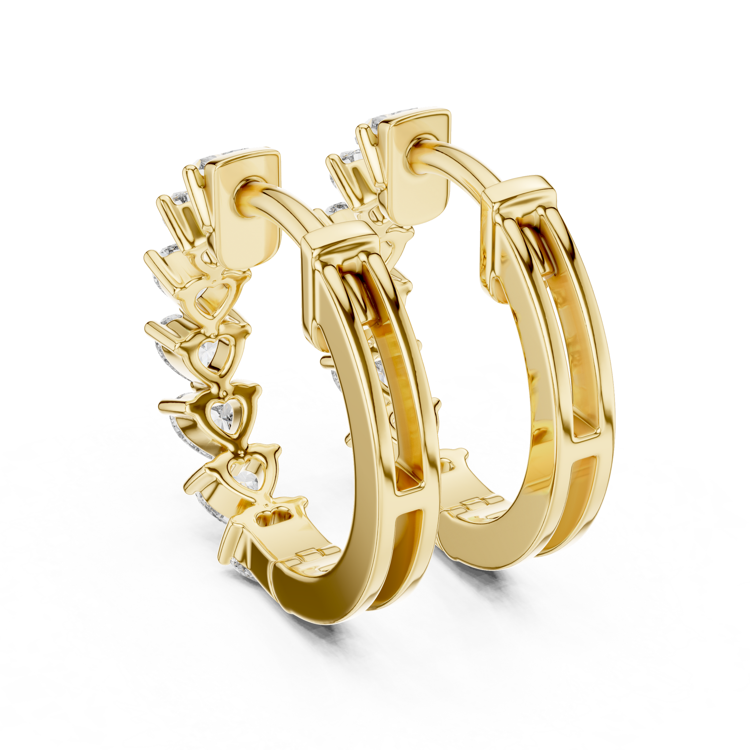 Heart Lab-Grown Diamond Hoop Earrings in 18K Gold