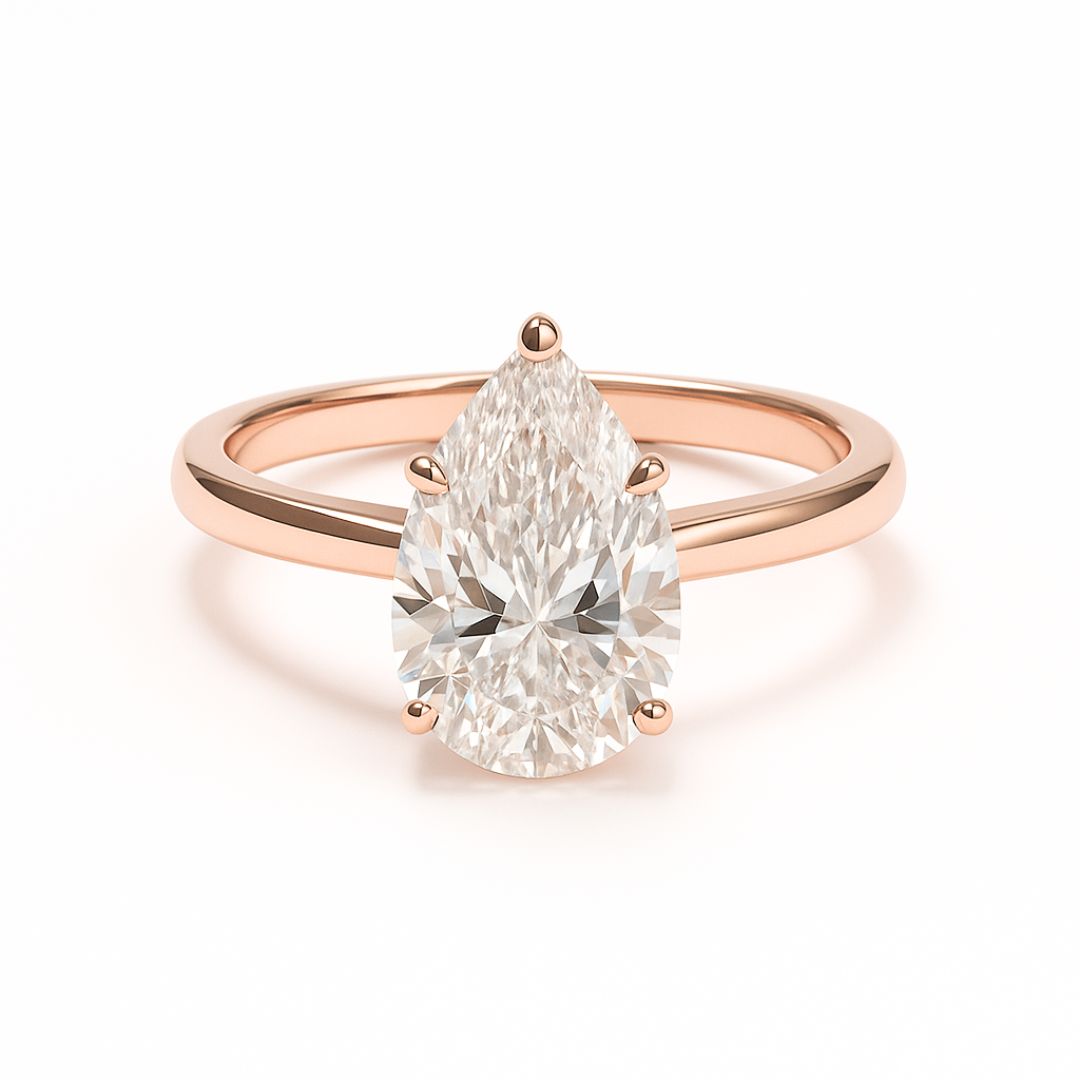 3 Carat Pear-Cut Lab Grown Diamond Solitaire Ring