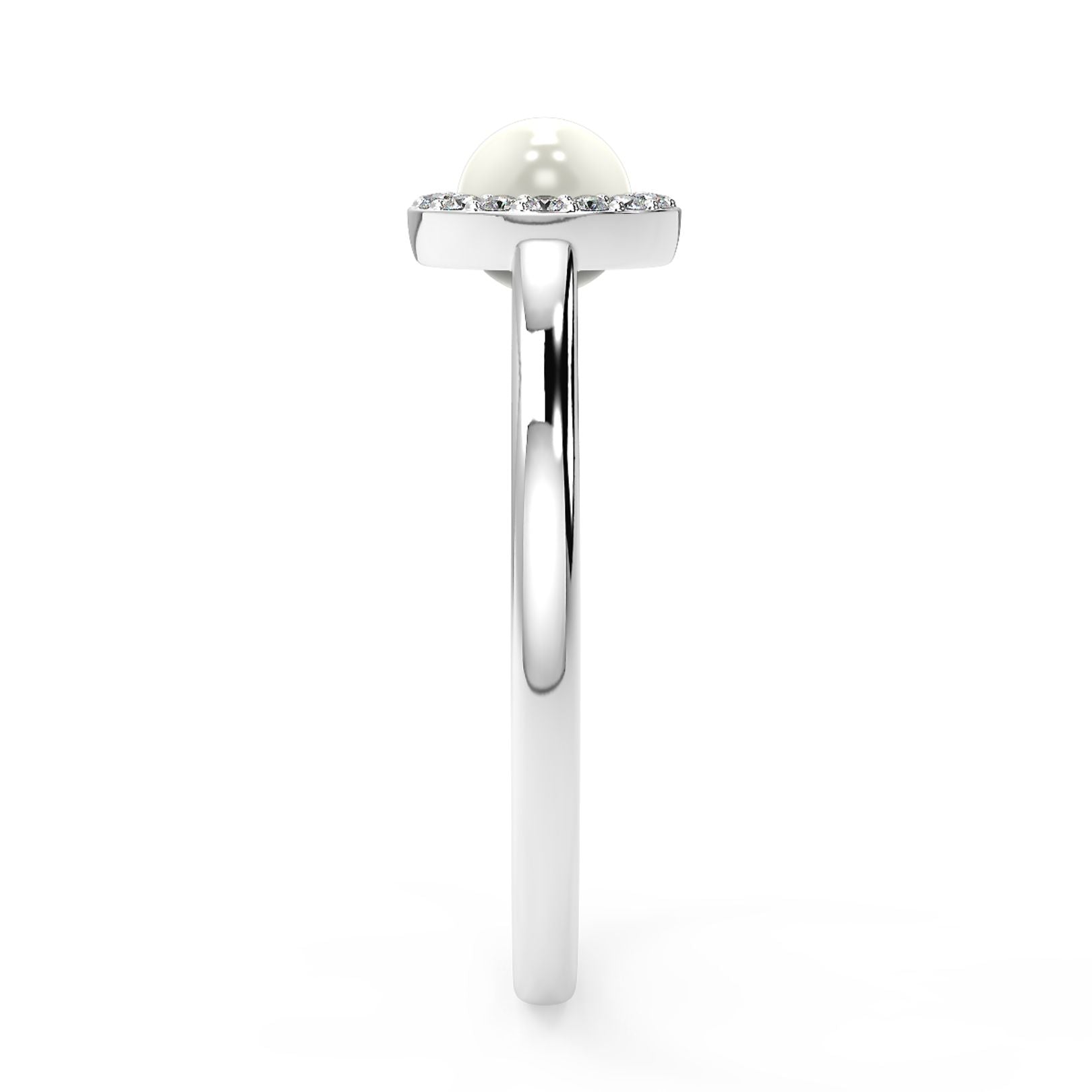 5mm Pearl & Lab-Grown Diamond Halo Ring in 18K White, Yellow & Rose Gold