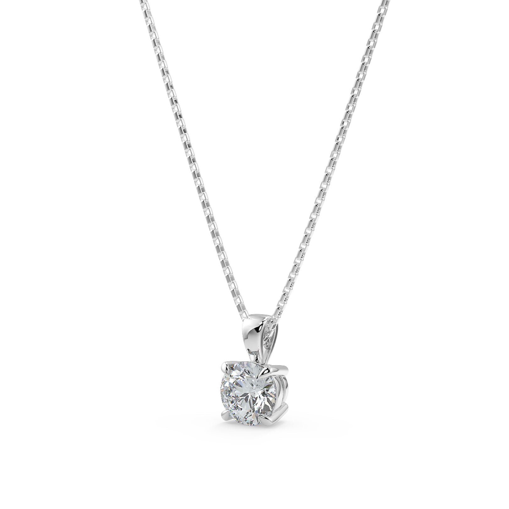 Round Cut Lab-Grown Diamond Pendant Solitaire Necklace with Chain | 18K Gold | 0.50–3 Carats