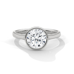1–2 Carat Round Lab Grown Diamond Solitaire Ring with Hidden Halo | Bezel Setting