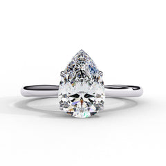 1–5 Carat Pear Cut Lab Grown Diamond Ring in 18K Gold | 4-Prong Custom Solitaire