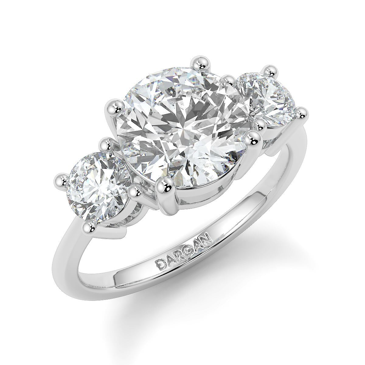 1–5 Carat Round Lab Grown Solitaire Diamond Trilogy Ring in 18K Gold | 3-Stone Engagement Ring