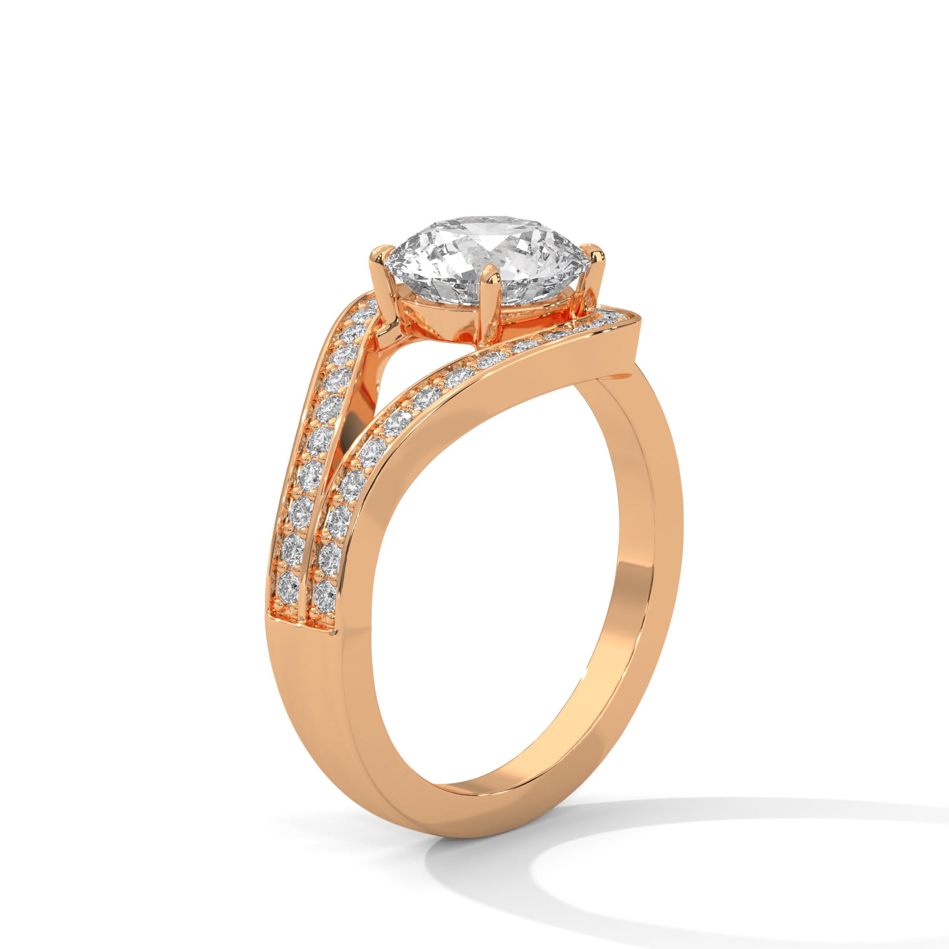 1–3 Carat Round Brilliant Lab-Grown Diamond Solitaire Ring with Half Split Shank – 18K Gold