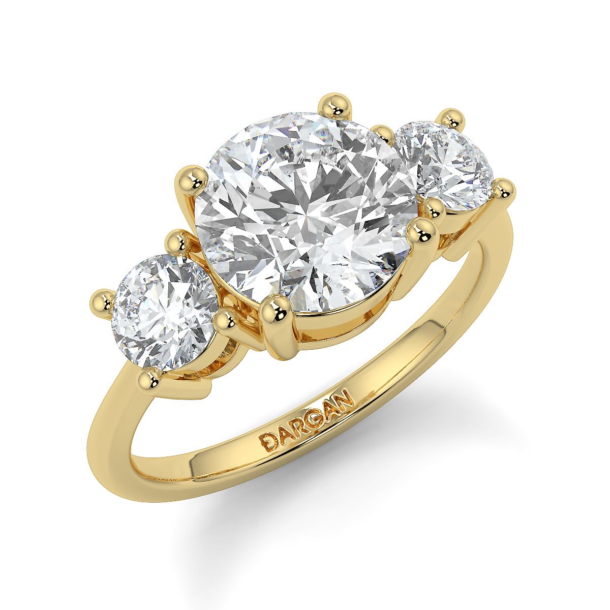 1–5 Carat Round Lab Grown Solitaire Diamond Trilogy Ring in 18K Gold | 3-Stone Engagement Ring