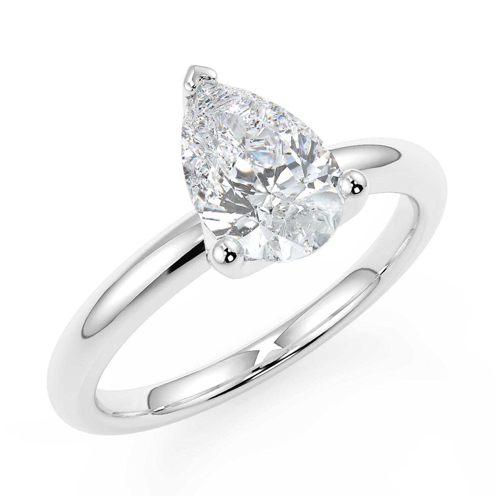 1–3 Carat Pear Cut Lab Grown Diamond Solitaire Ring | Elegant 3-Prong Setting | IGI Certified | 18K White, Yellow & Rose Gold