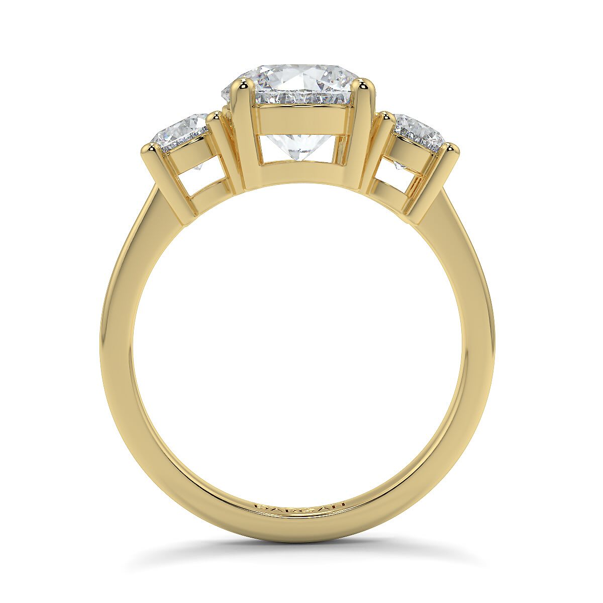 1–5 Carat Round Lab Grown Solitaire Diamond Trilogy Ring in 18K Gold | 3-Stone Engagement Ring