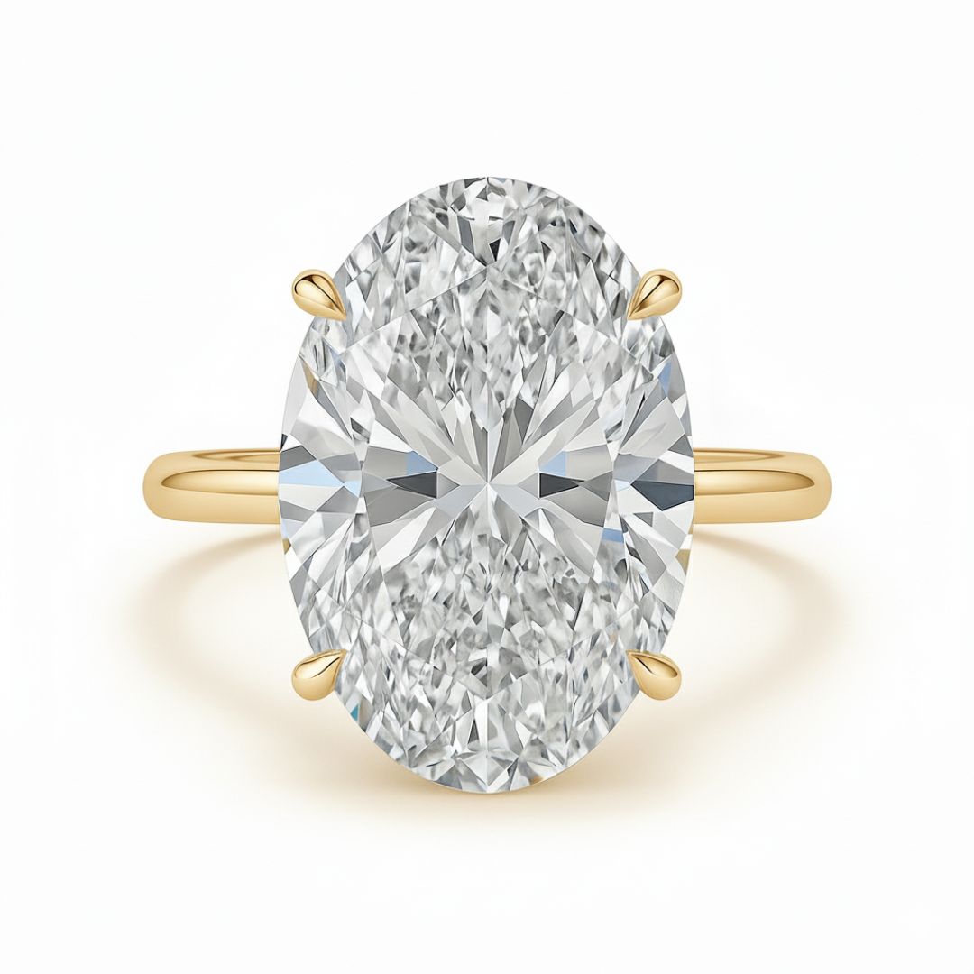 10 Carat Oval Lab Grown Diamond Solitaire Ring | Classic Four-Prong Setting | IGI Certified | 18K White Gold