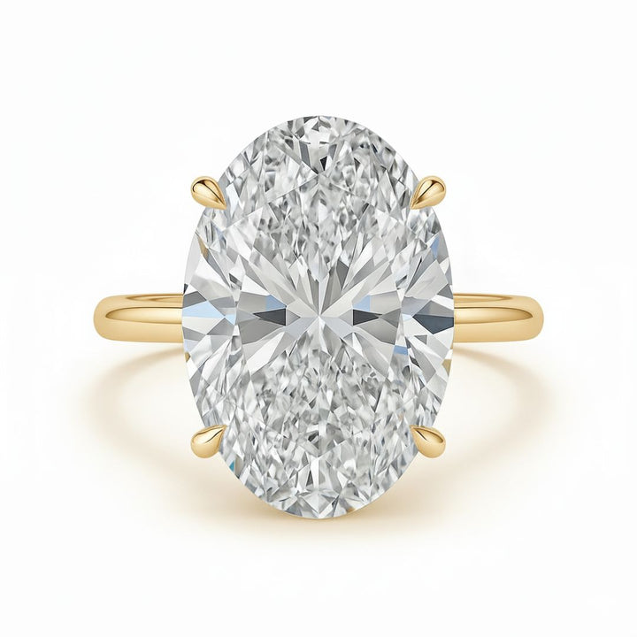 10 Carat Oval Lab Grown Diamond Solitaire Ring | Classic Four-Prong Setting | IGI Certified | 18K White Gold
