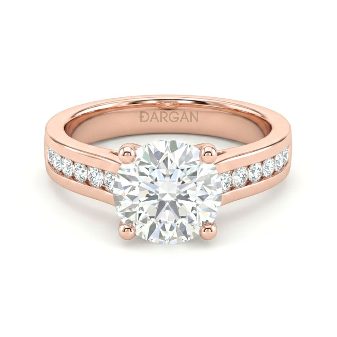 2-3 Carat Round Solitaire Channel Setting Engagement Ring | 18K White, Yellow & Rose Gold | IGI Certified
