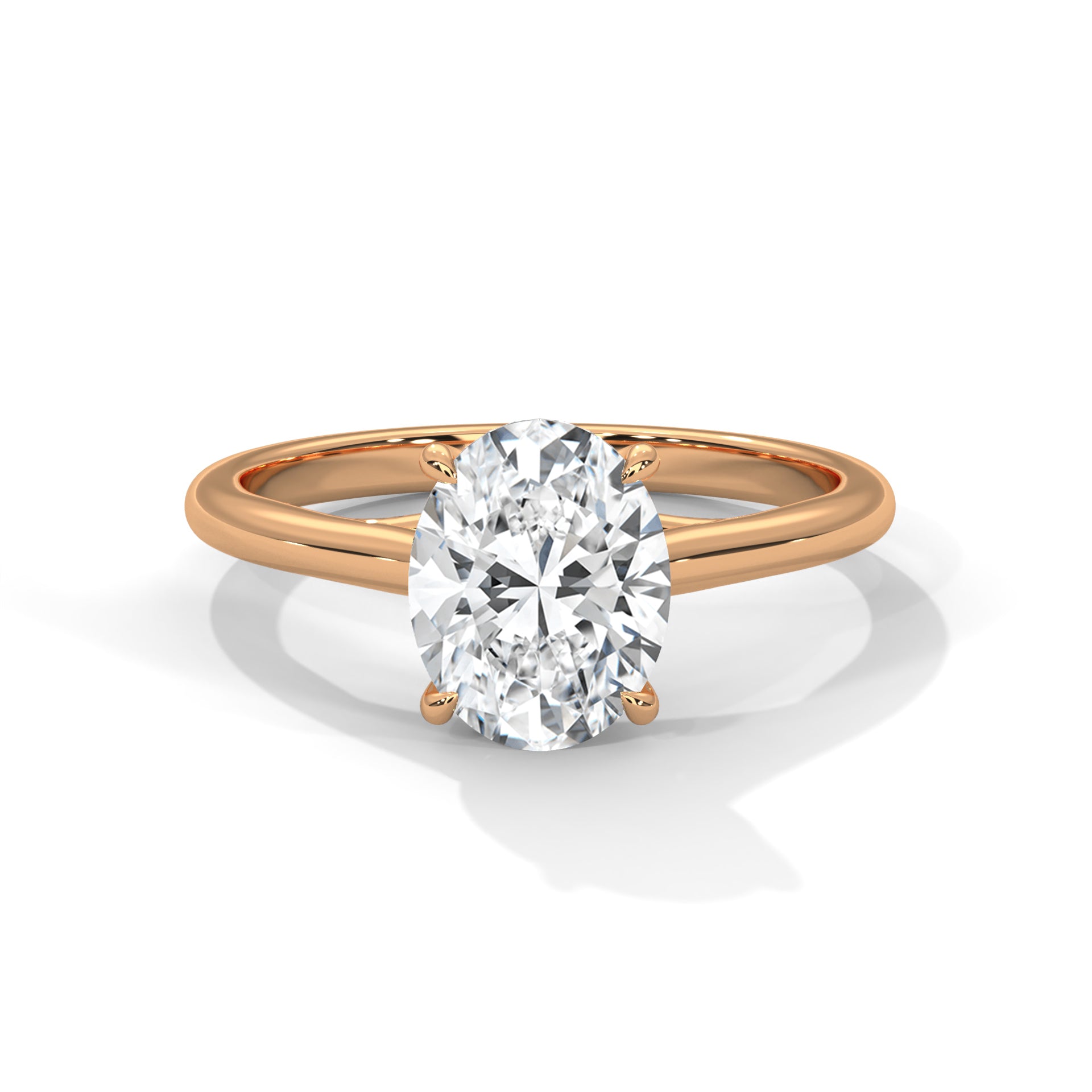 1–3 Carat Oval Lab Grown Diamond Solitaire Ring – Four Prong Setting in 18K Gold