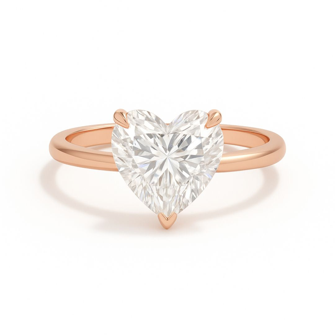 1-5ct Heart Shape Lab Grown Diamond Solitaire Ring | 18kt Yellow, White & Rose Gold