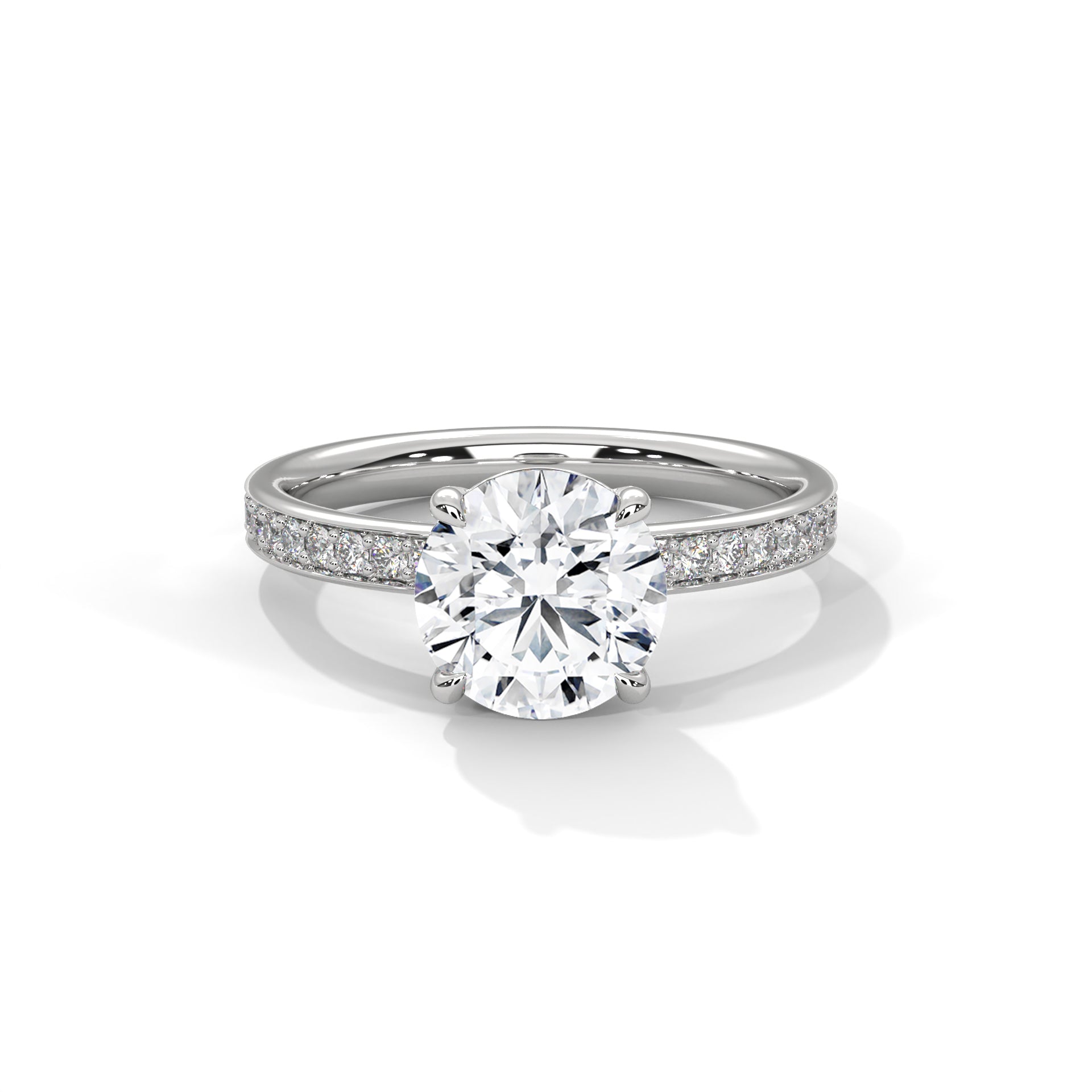 1-3 Carat Round Lab Grown Diamond Solitaire Ring – Pave Setting with Hidden Halo | 18K Gold