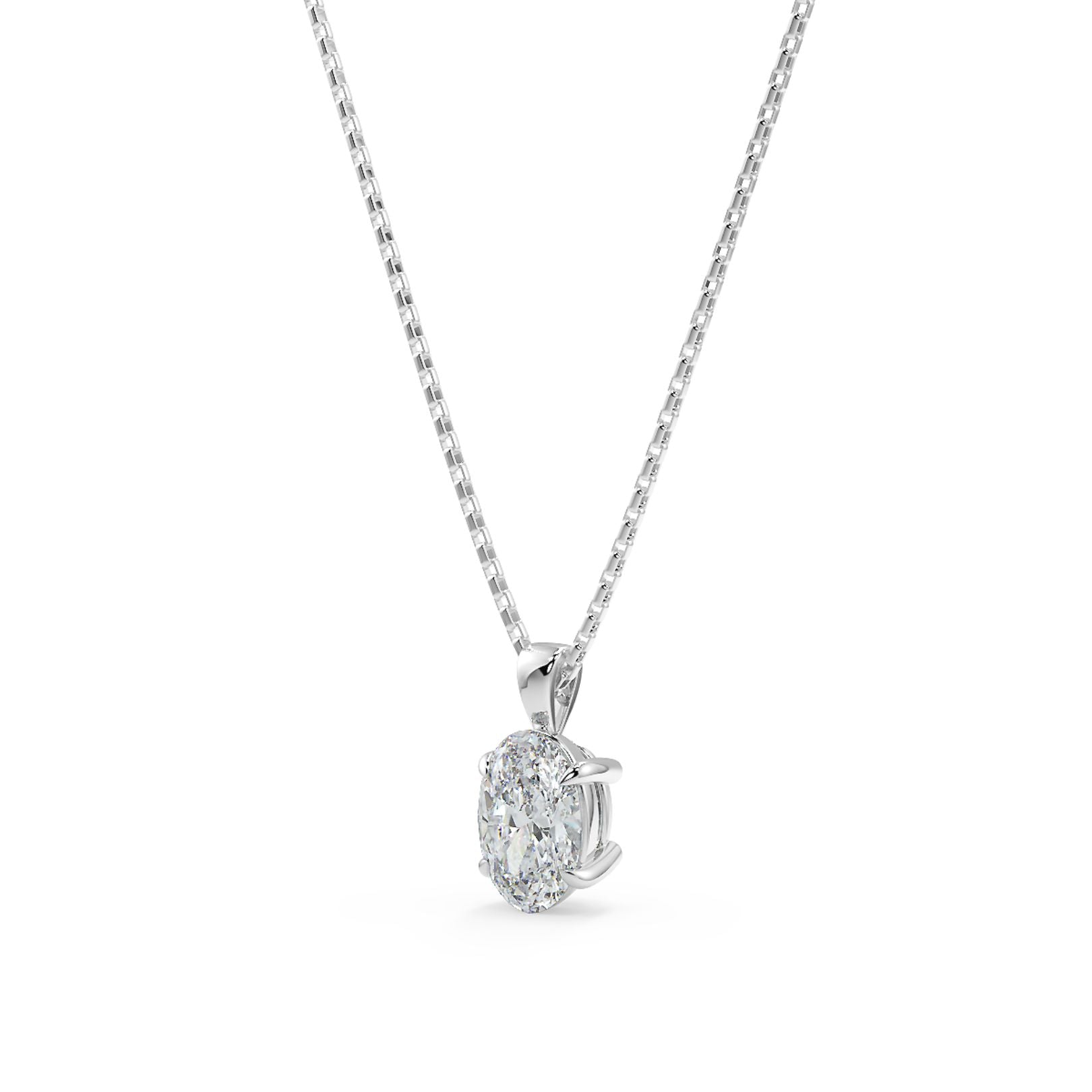 Oval Cut Lab-Grown Diamond Solitaire Pendant Necklace with Chain | 18K Gold | 0.50–3 Carats