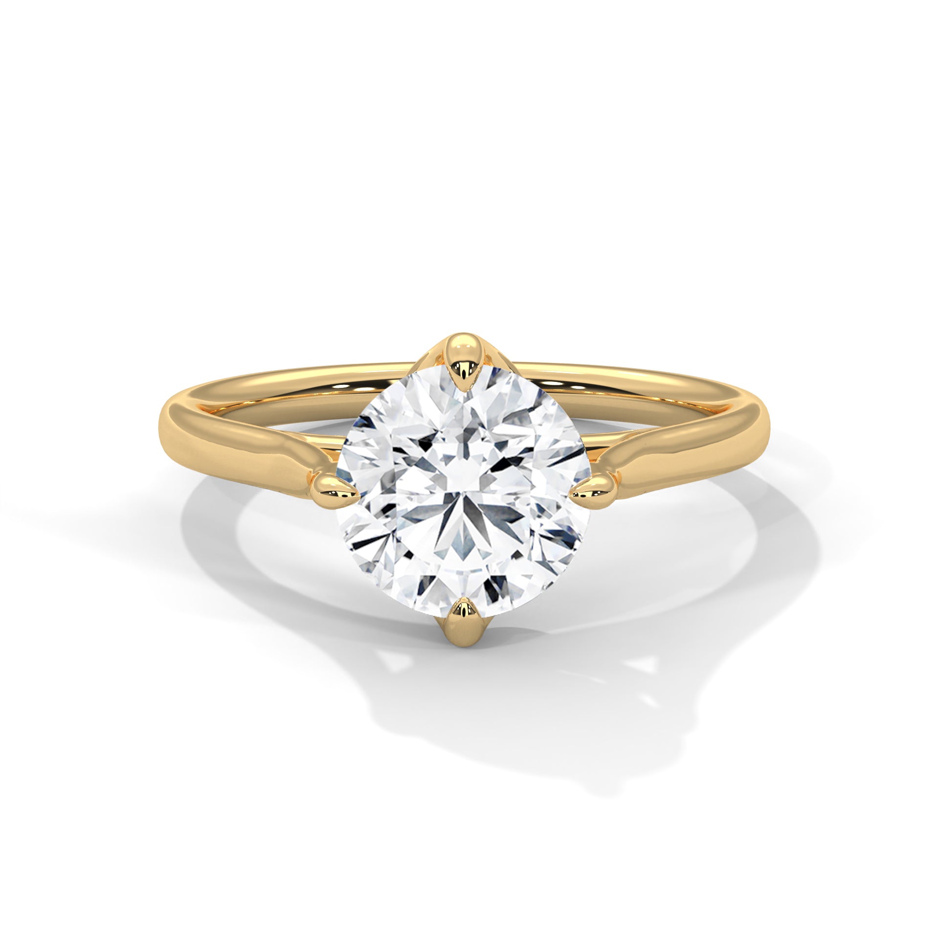 1–3 Carat Round Lab Grown Diamond Solitaire Ring – Tulip Prong Setting in 18K White, Yellow or Rose Gold