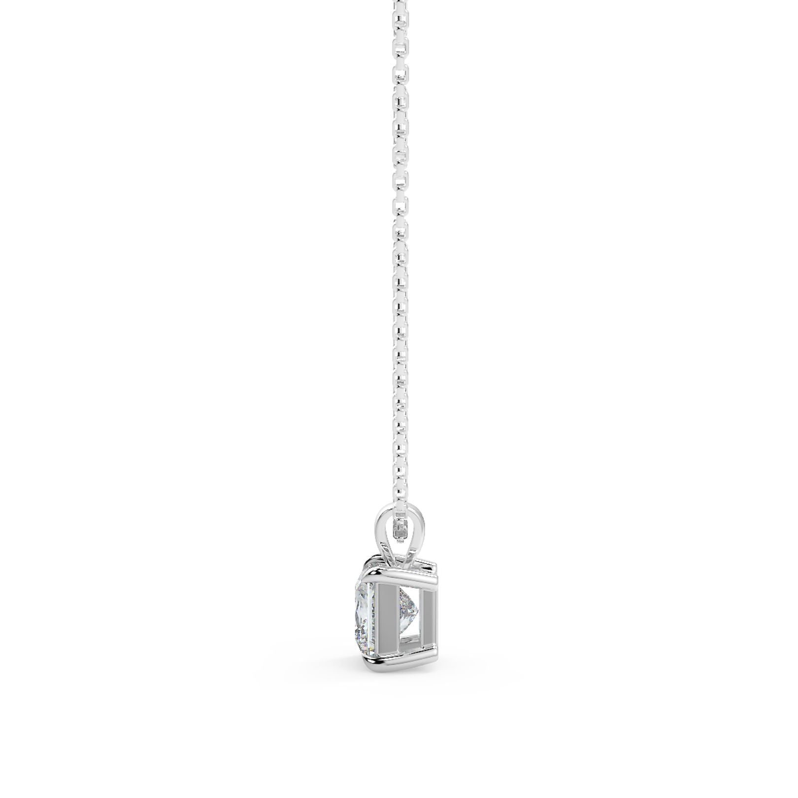 Princess Cut Lab-Grown Diamond Solitaire Pendant Necklace with Chain | 18K Gold | 0.50–3 Carats