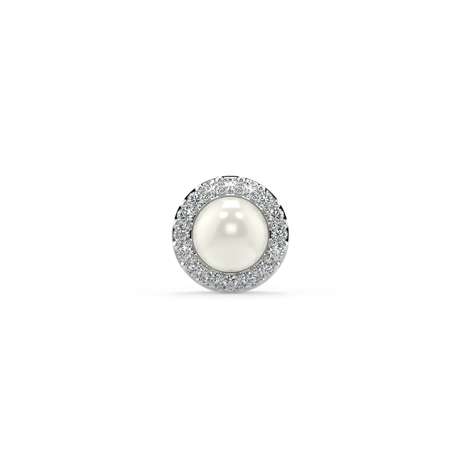 5mm Pearl & Lab-Grown Diamond Halo Stud Earrings in 18K White, Yellow & Rose Gold