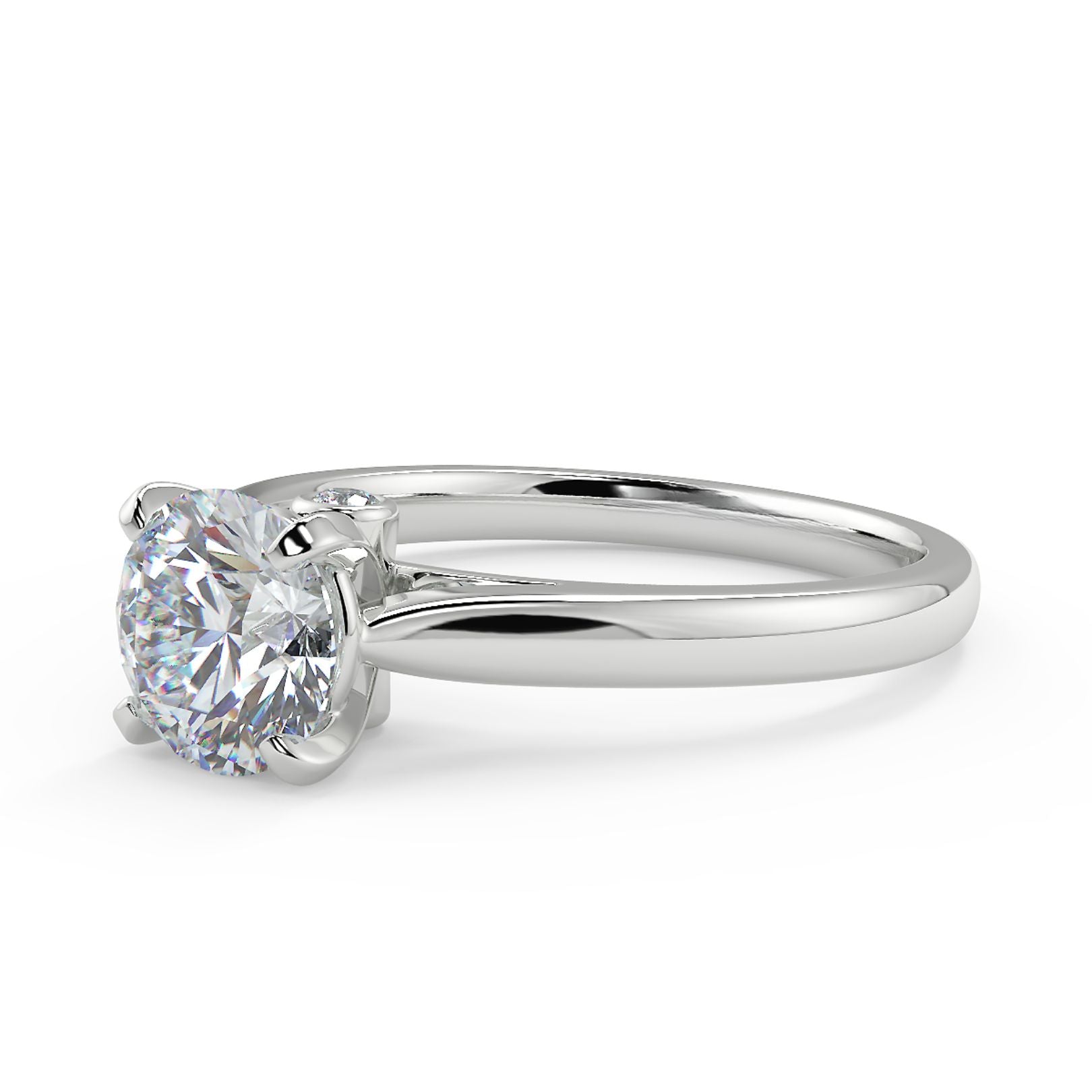 1–2 Carat Round Lab Grown Diamond Solitaire Ring | Hidden Diamond Accent | IGI Certified | 18K White Gold
