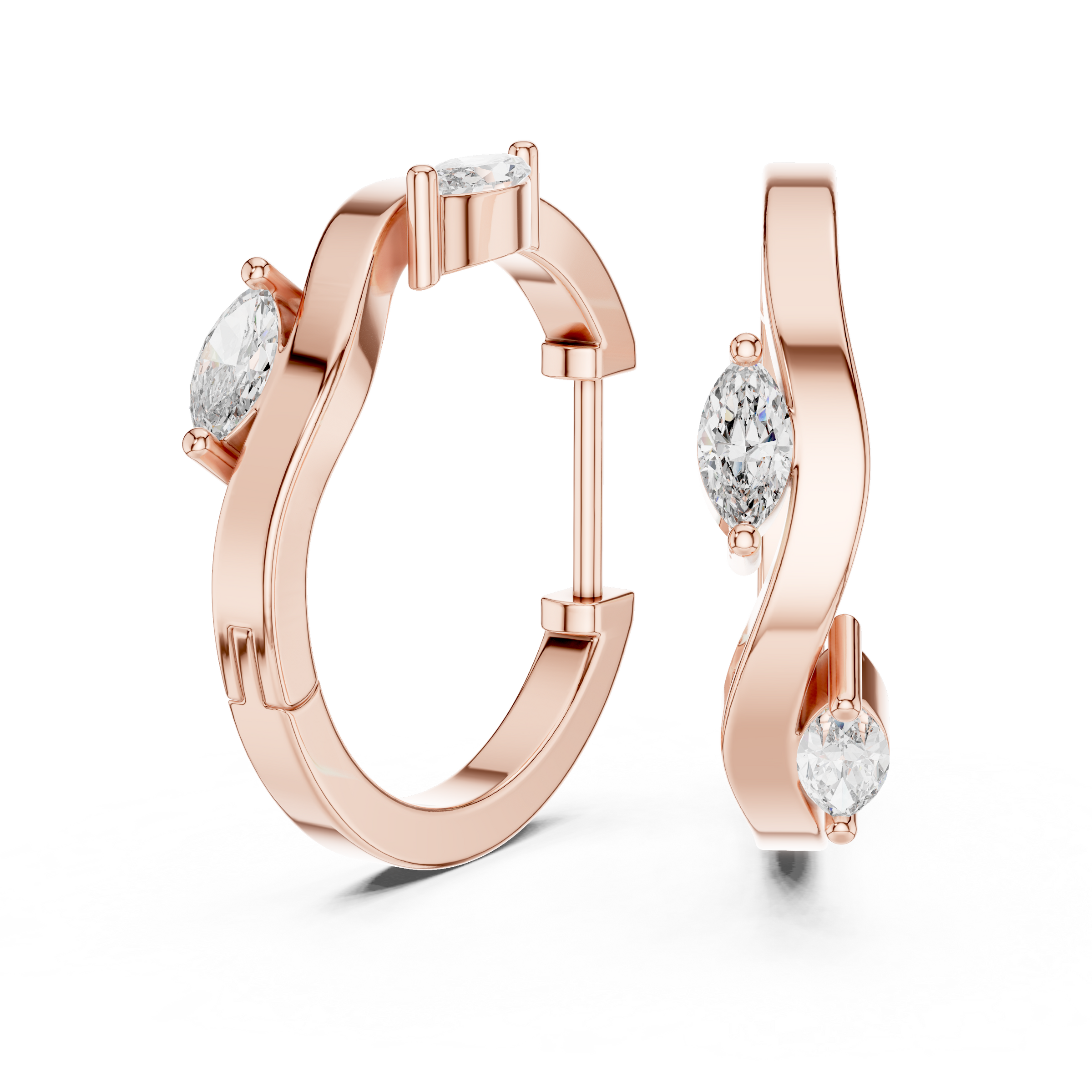 Marquise Lab-Grown Diamond Hoop Earrings in 18K Gold | Modern Wave Diamond Hoops