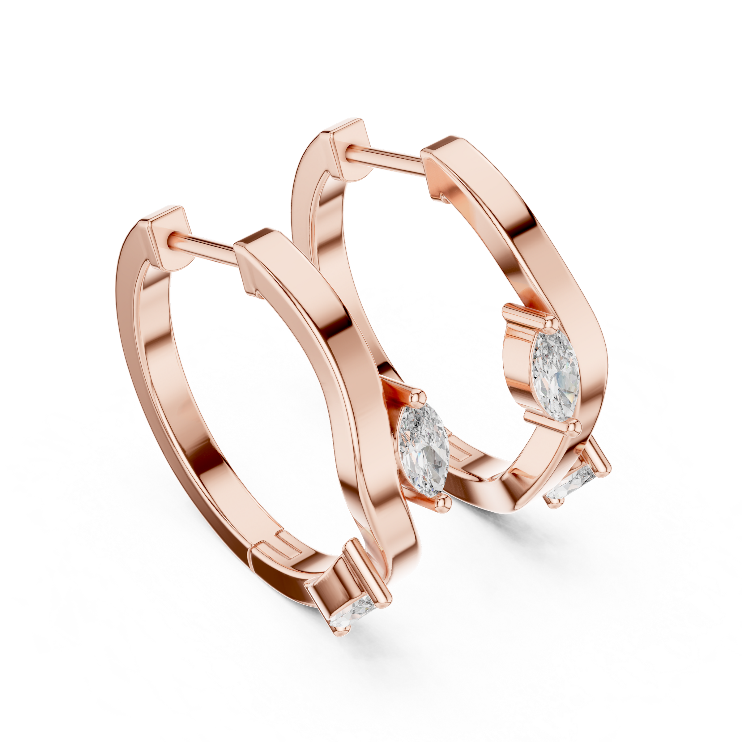 Marquise Lab-Grown Diamond Hoop Earrings in 18K Gold | Modern Wave Diamond Hoops