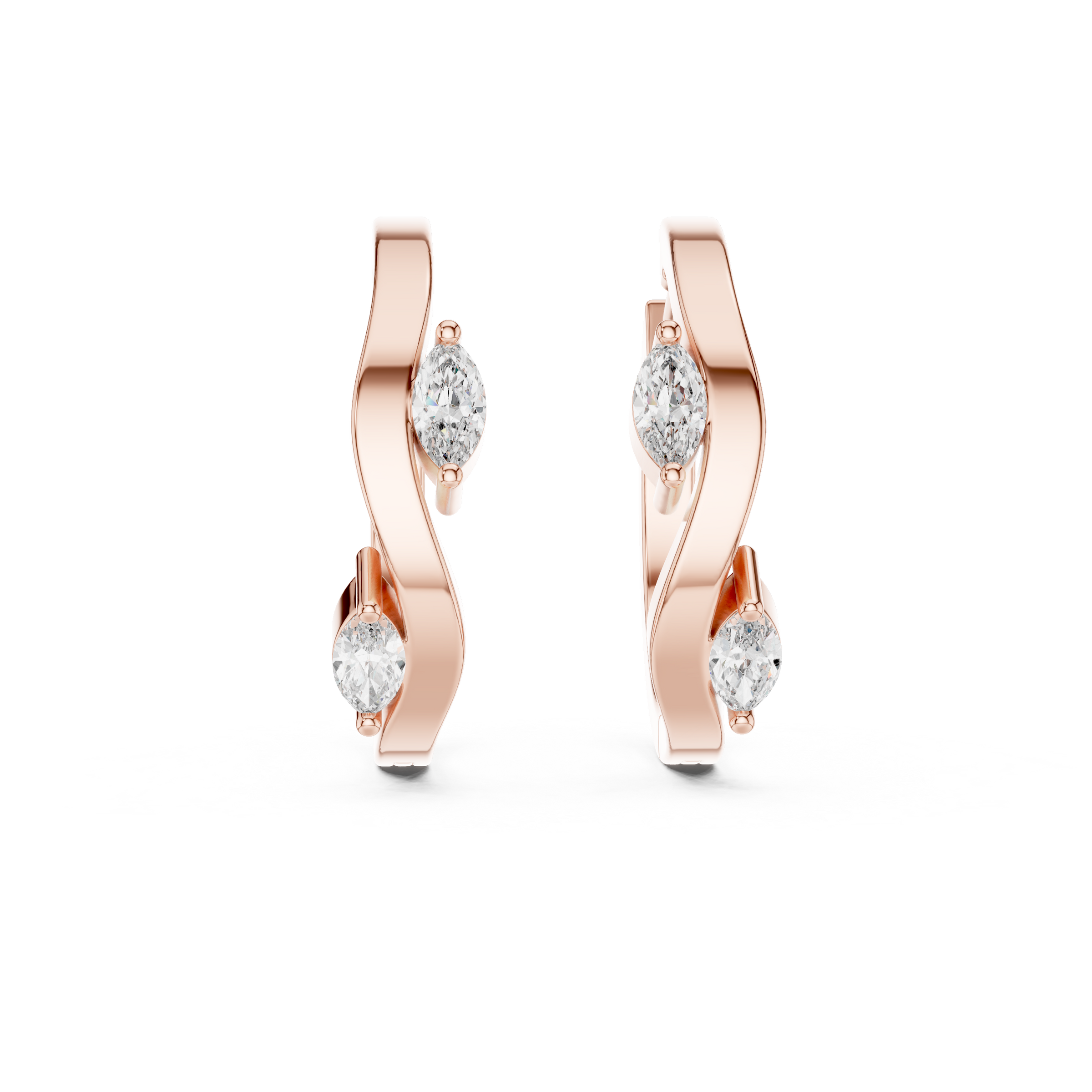 Marquise Lab-Grown Diamond Hoop Earrings in 18K Gold | Modern Wave Diamond Hoops