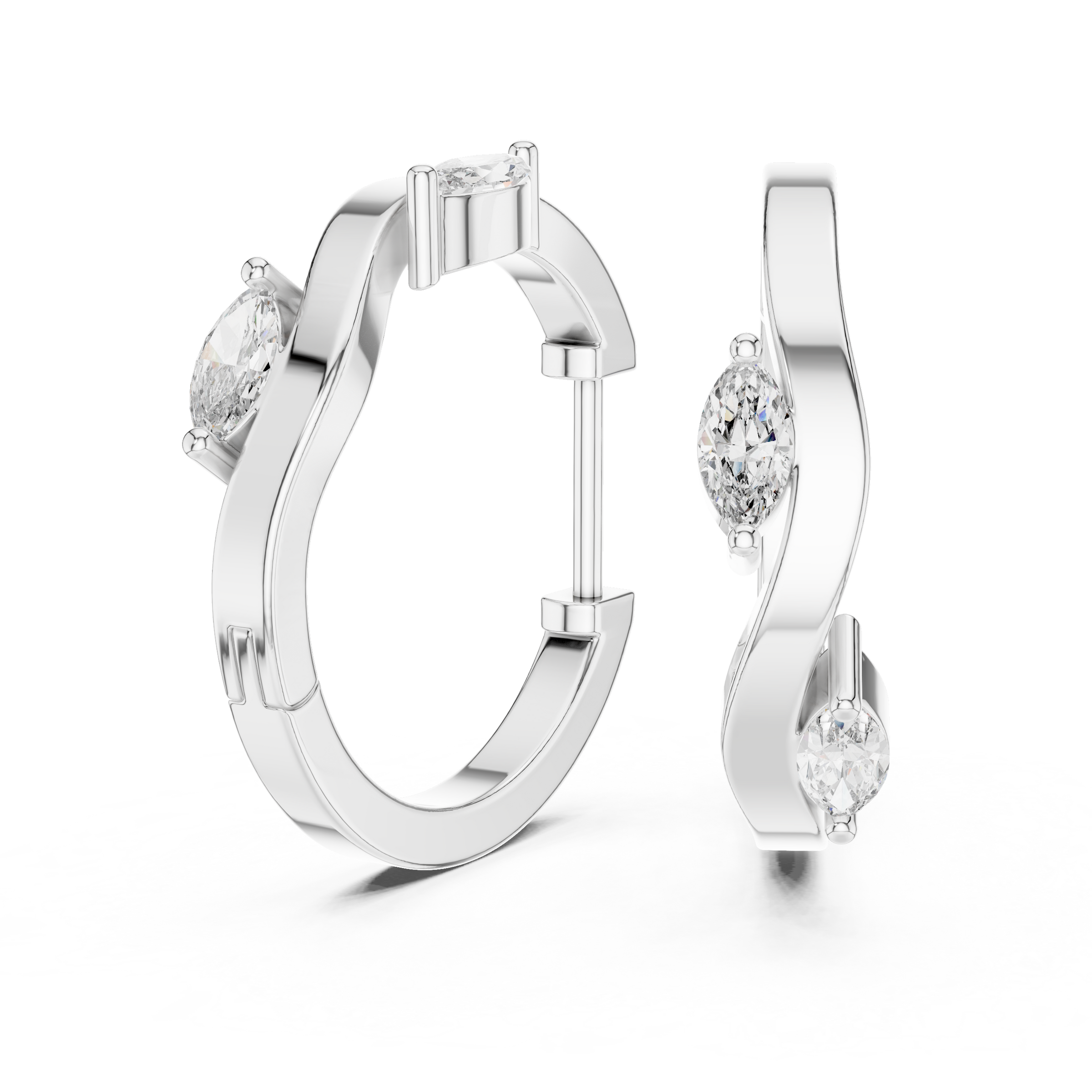 Marquise Lab-Grown Diamond Hoop Earrings in 18K Gold | Modern Wave Diamond Hoops