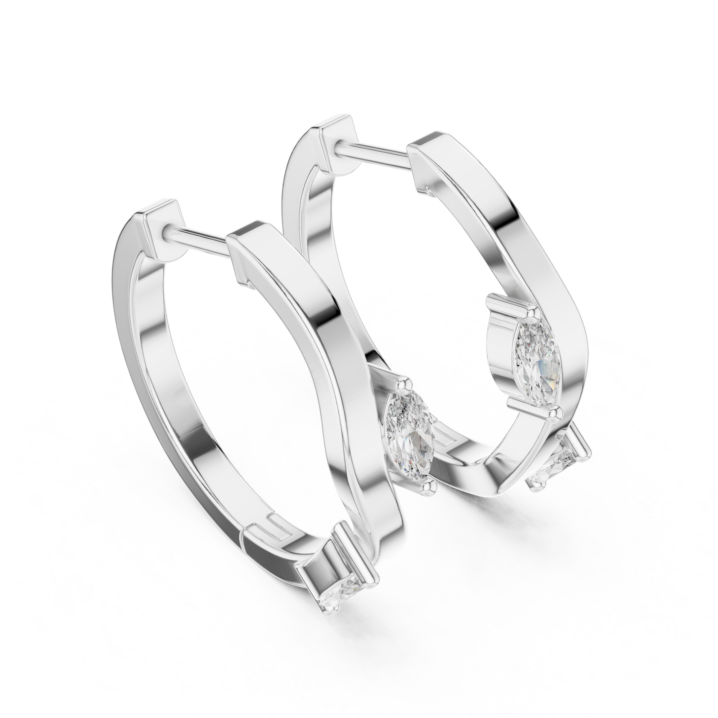Marquise Lab-Grown Diamond Hoop Earrings in 18K Gold | Modern Wave Diamond Hoops