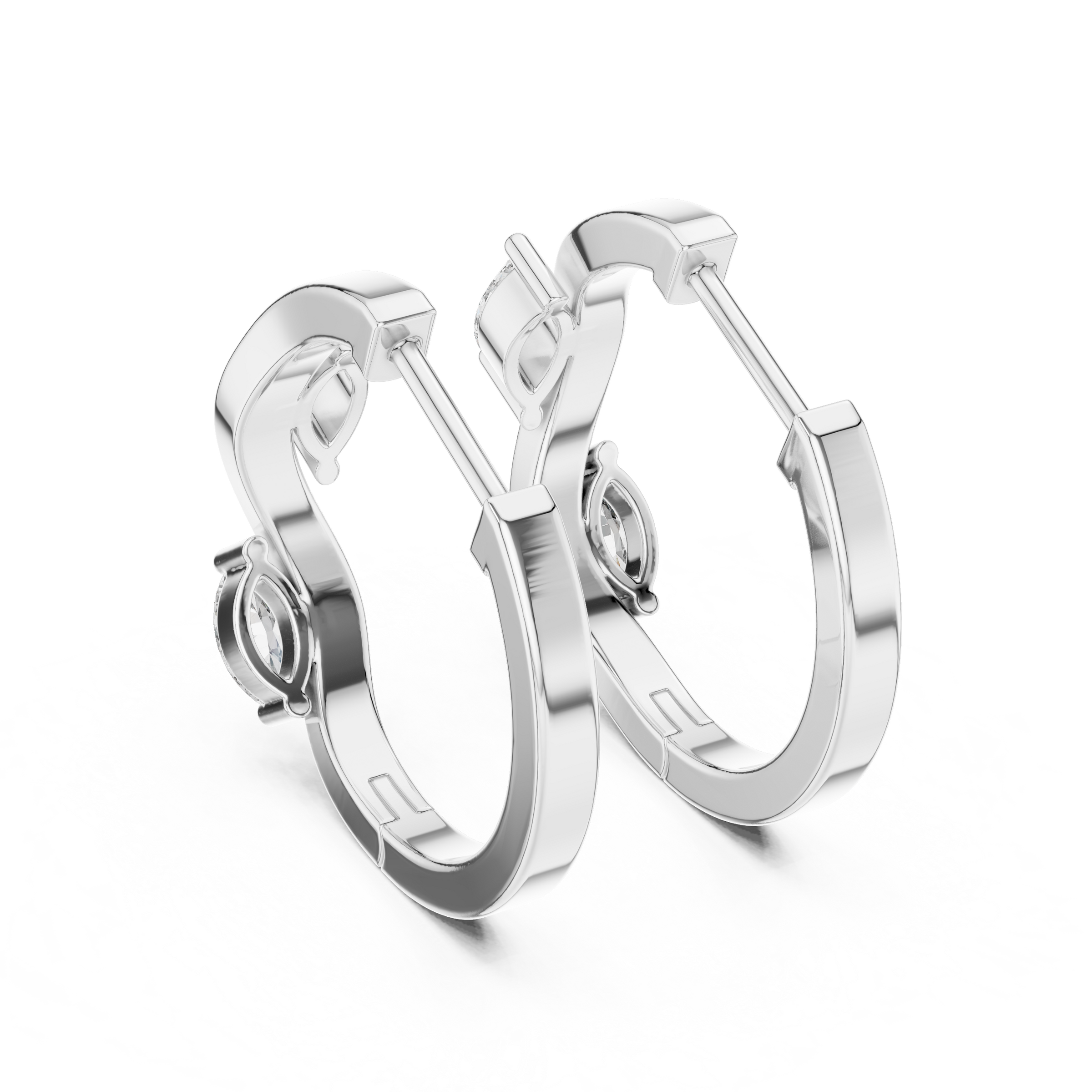 Marquise Lab-Grown Diamond Hoop Earrings in 18K Gold | Modern Wave Diamond Hoops