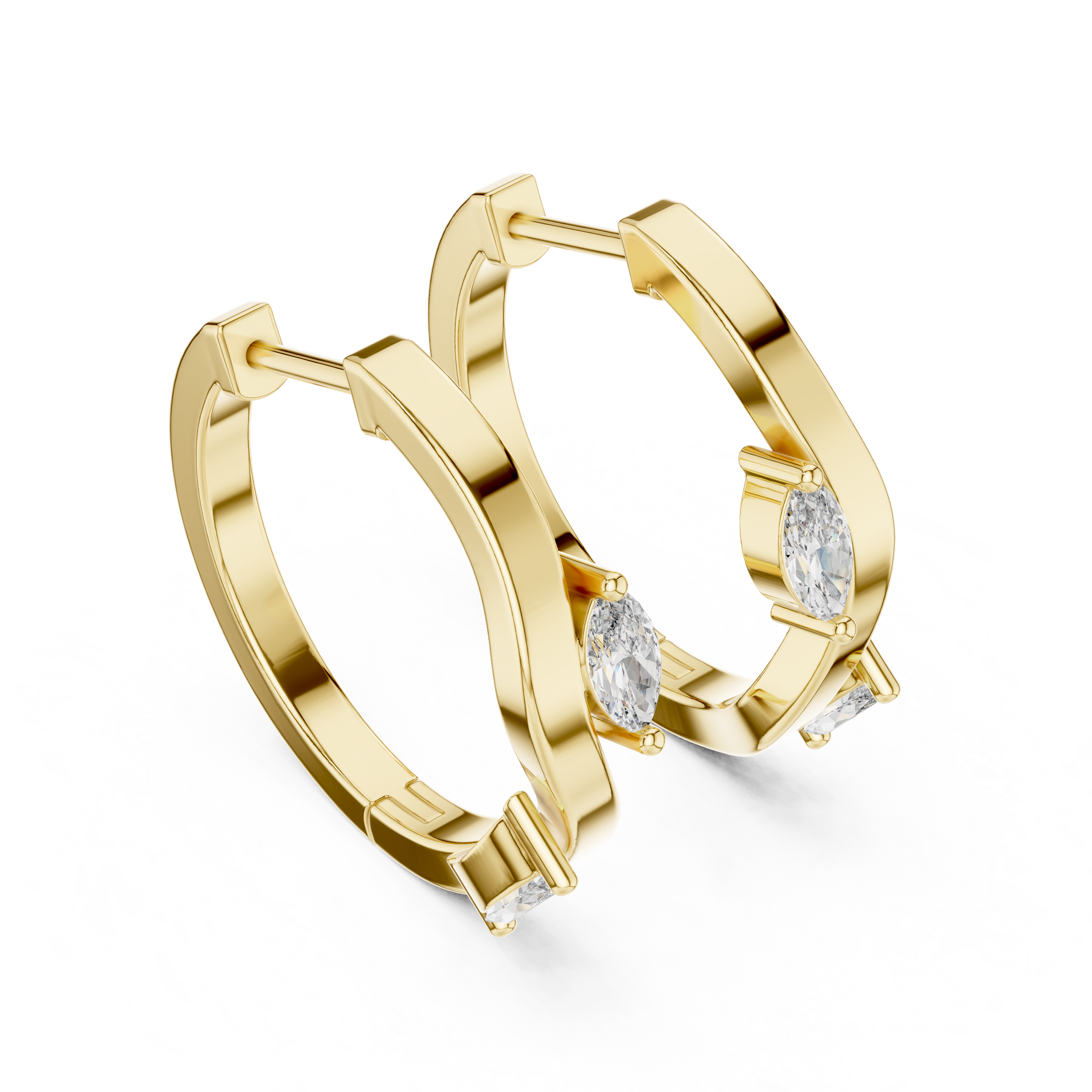Marquise Lab-Grown Diamond Hoop Earrings in 18K Gold | Modern Wave Diamond Hoops