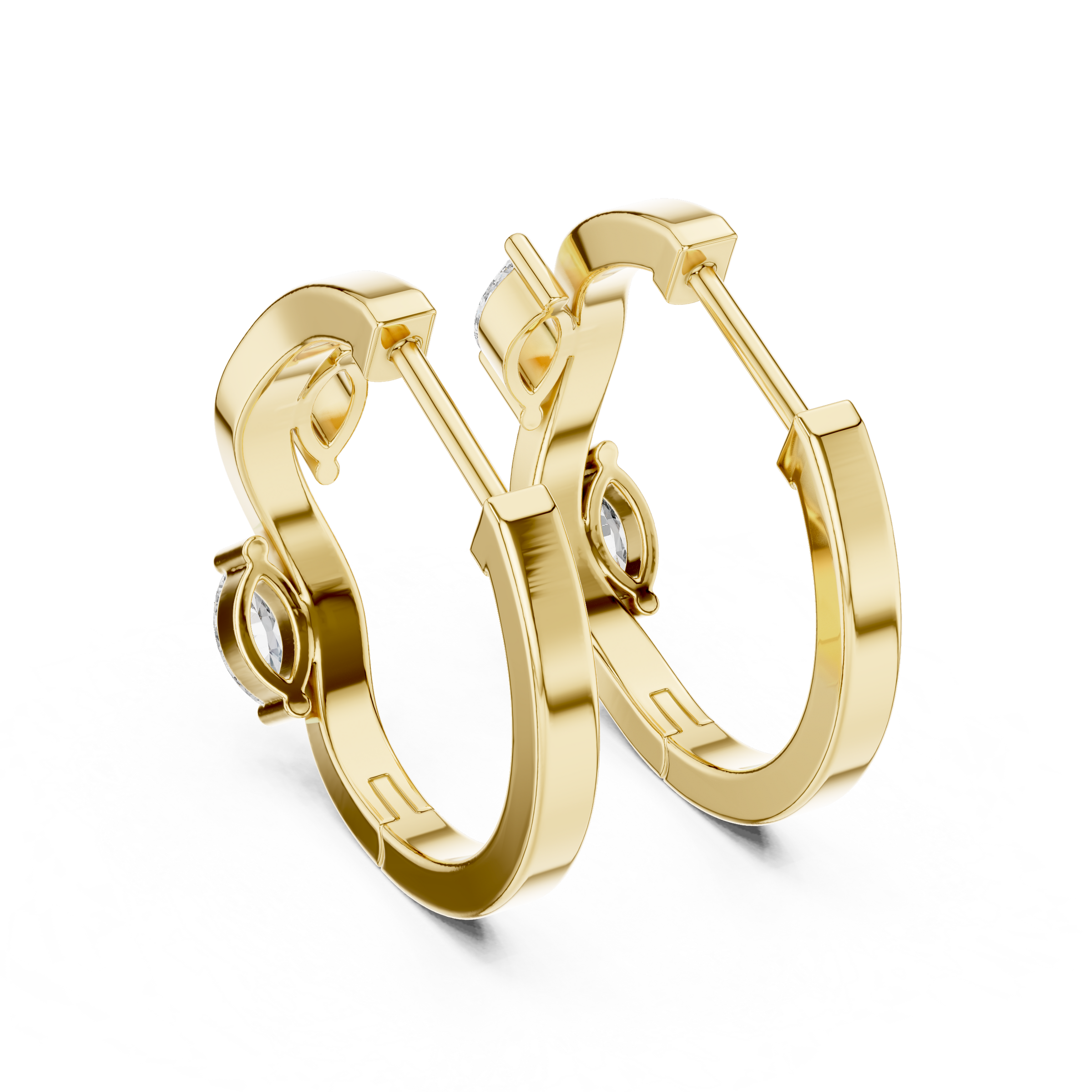 Marquise Lab-Grown Diamond Hoop Earrings in 18K Gold | Modern Wave Diamond Hoops