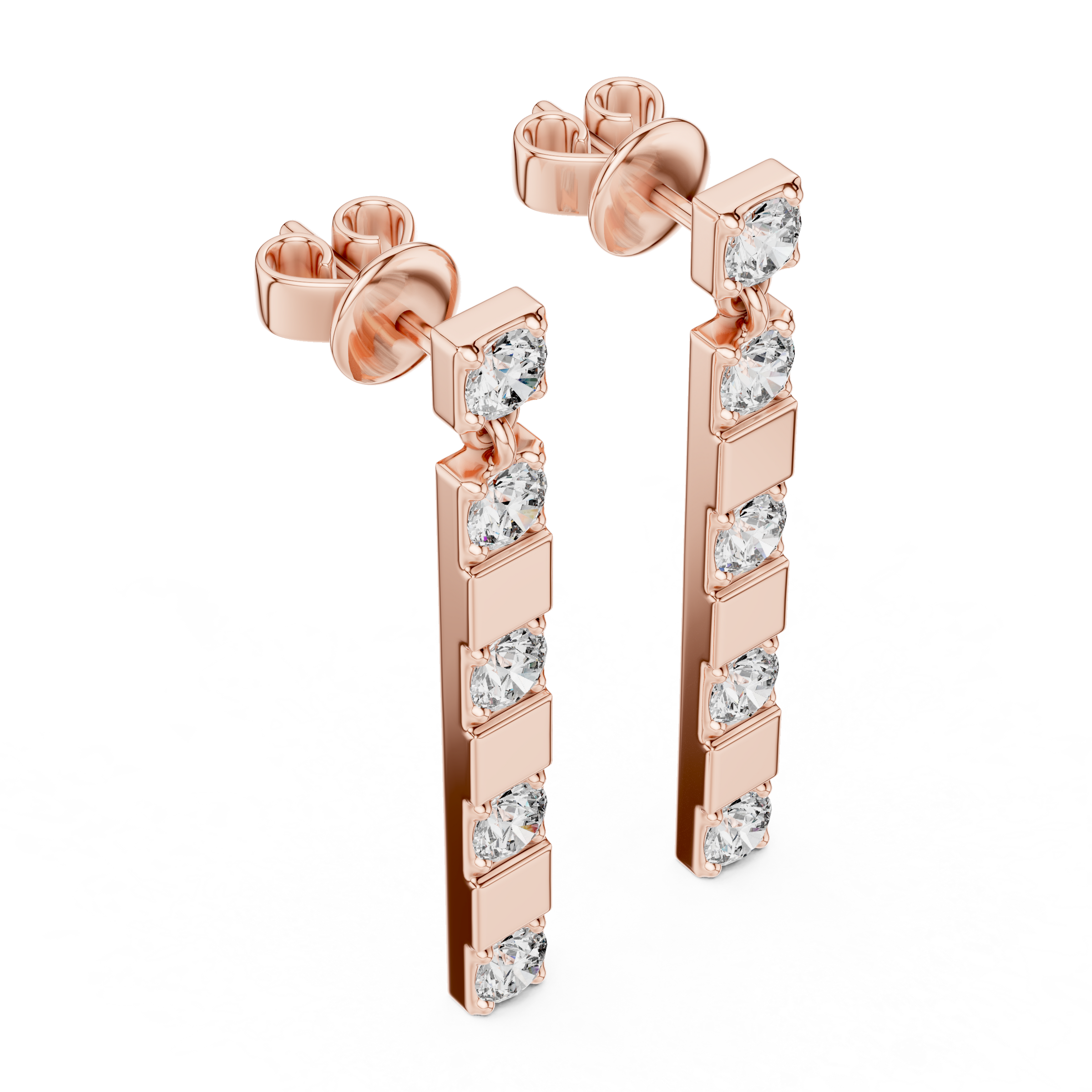 Lab-Grown Diamond Drop Earrings in 18K Gold | Modern Bar Diamond Earrings